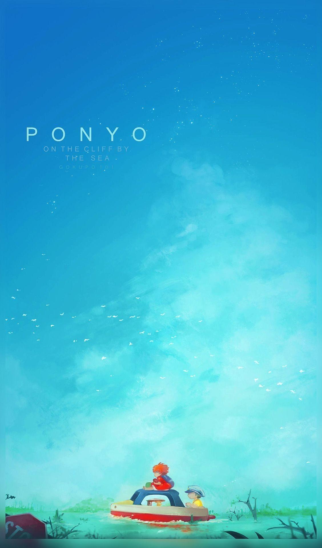 1128x1920 Ponyo On The Cliff Wallpaper