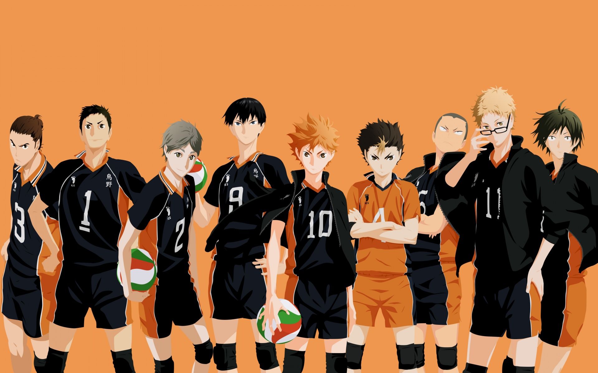 1920x1200 Haikyuu Wallpaper 4K, Character art, Orange background