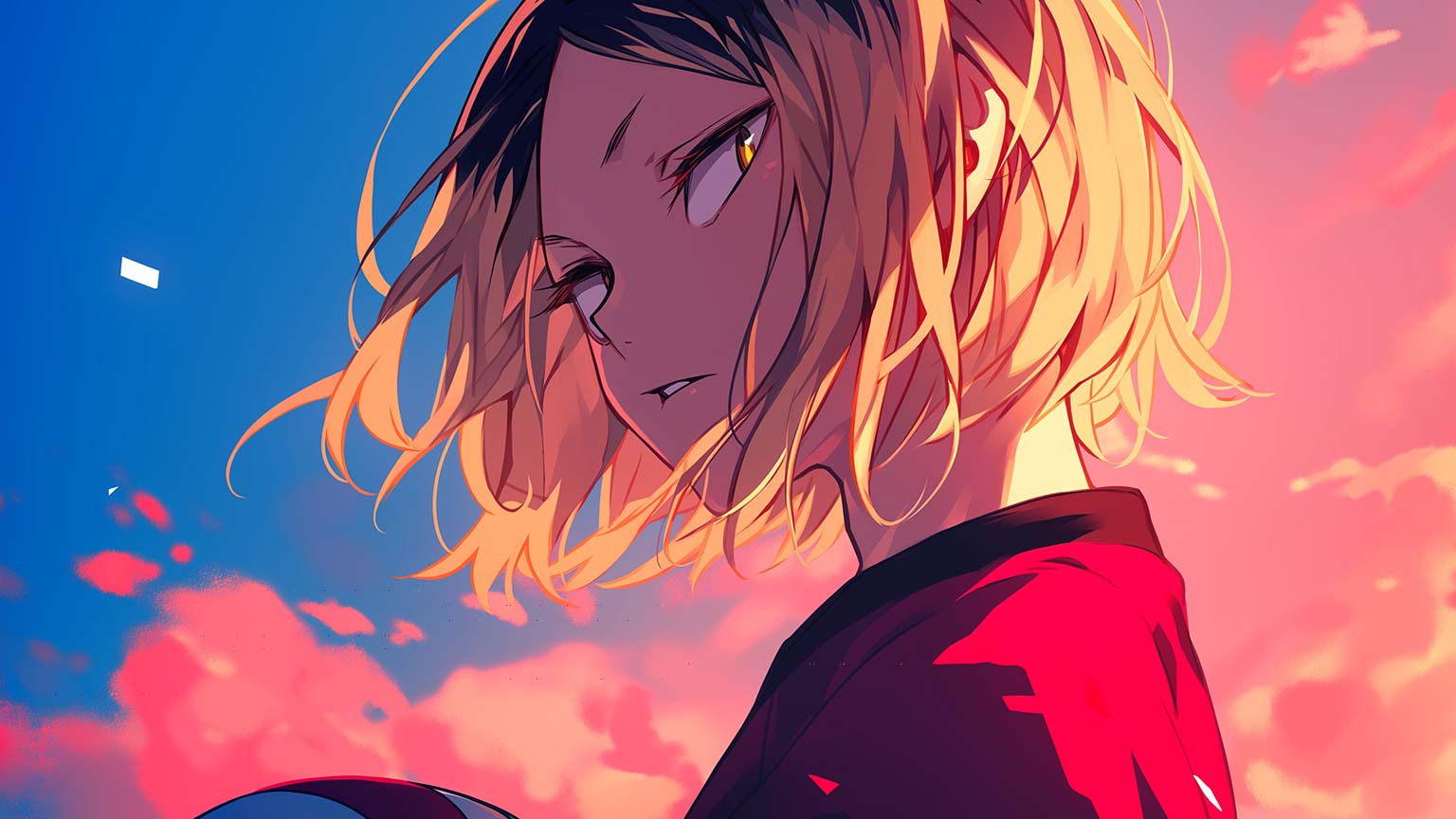 1536x864 Haikyuu Kenma Kozume in Pink Clouds Desktop Wallpaper in 4K