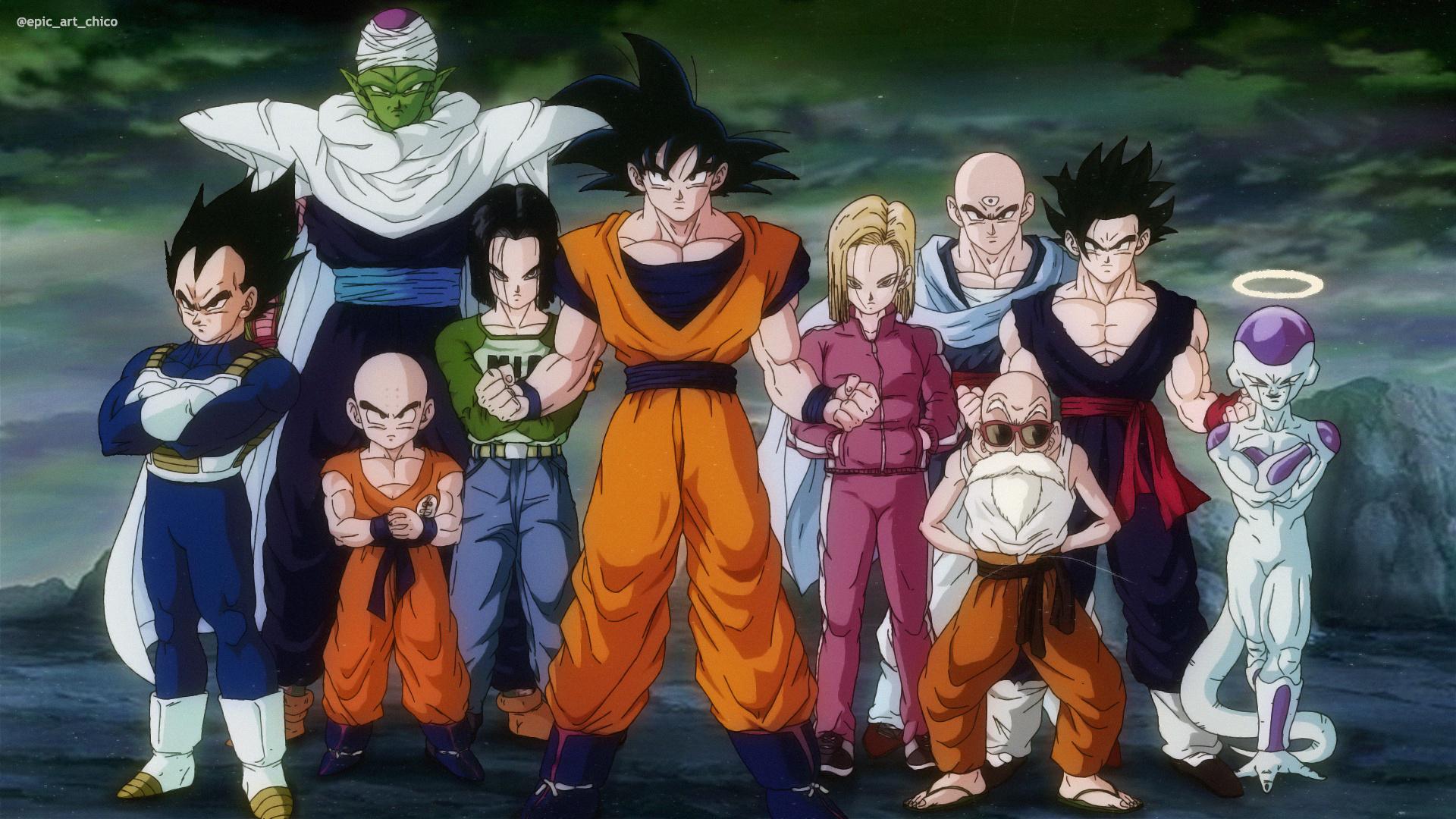 1920x1080 Tried to recreate the last part of DBZ opening where it shows the z fighters but now with the new team. This one took some time to finish. changed Gohan and tien