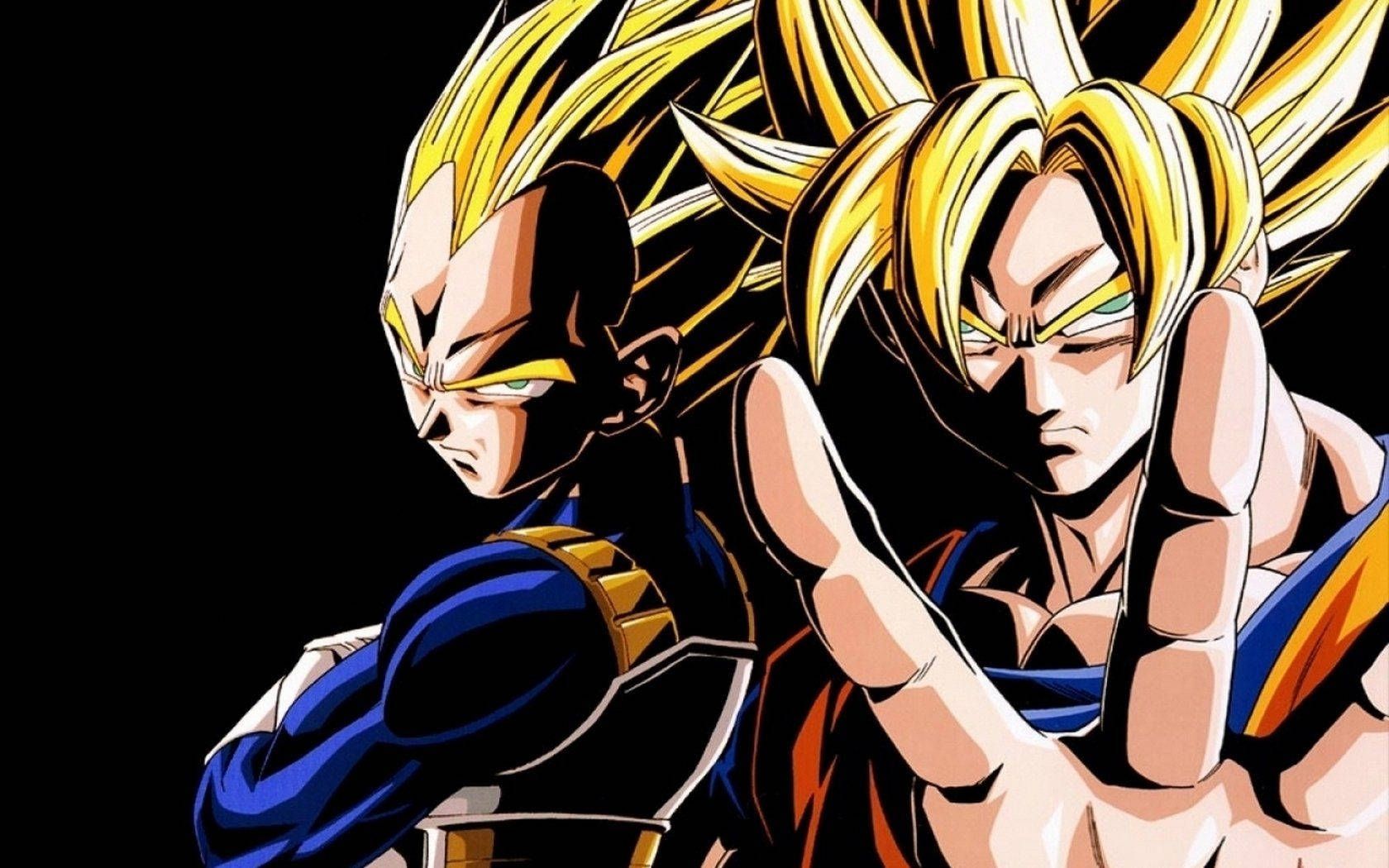1680x1050 Download Vegeta and Goku Team Up to Take Down Enemies Wallpaper