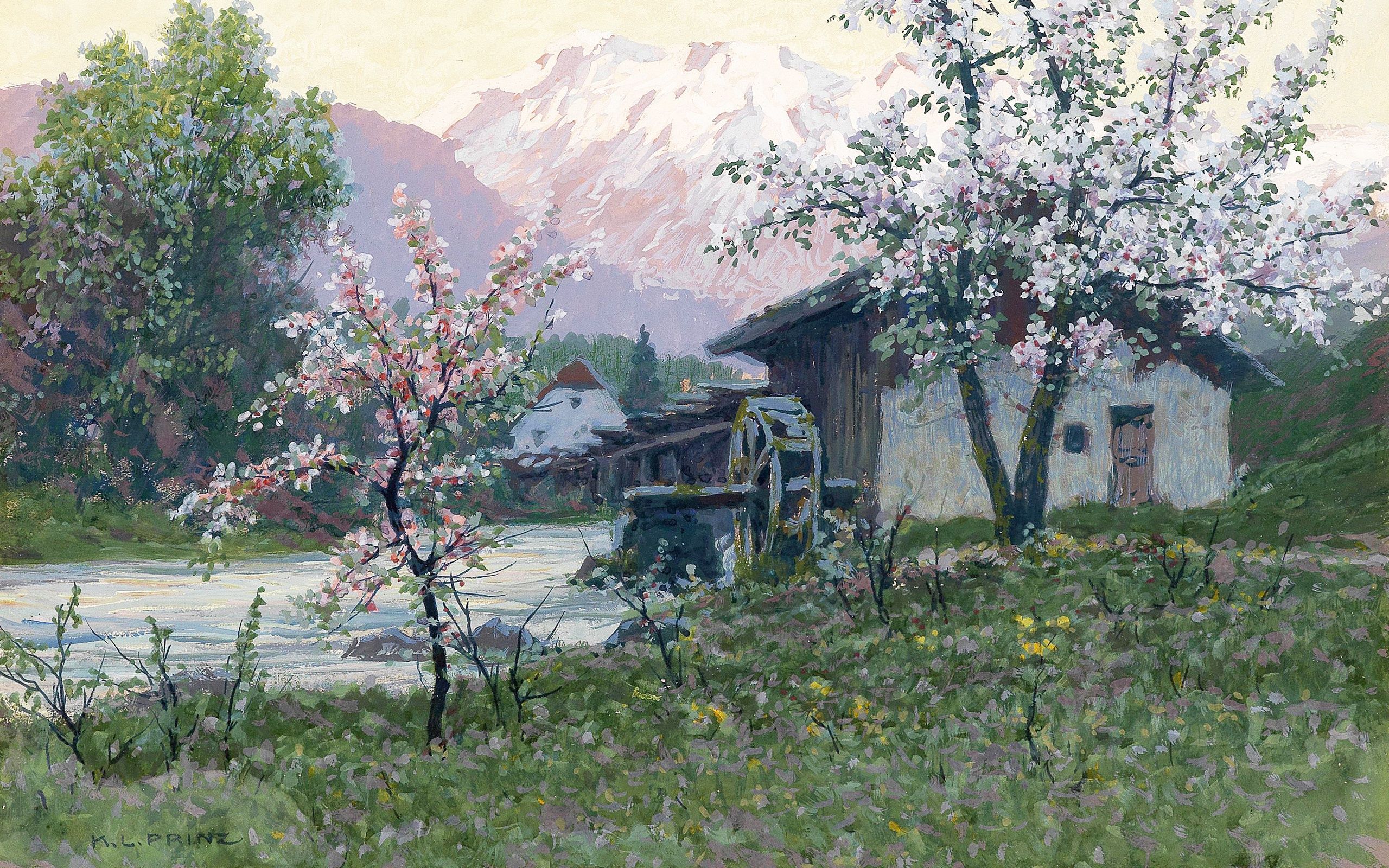 2560x1600 Wallpaper Austrian painter, Austrian painter, Mountain spring, Karl Ludwig Prince Of, Karl Ludwig Prinz, Mountain spring, Mountain spring for mobile and desktop, section живопись, resolution 2560x1600