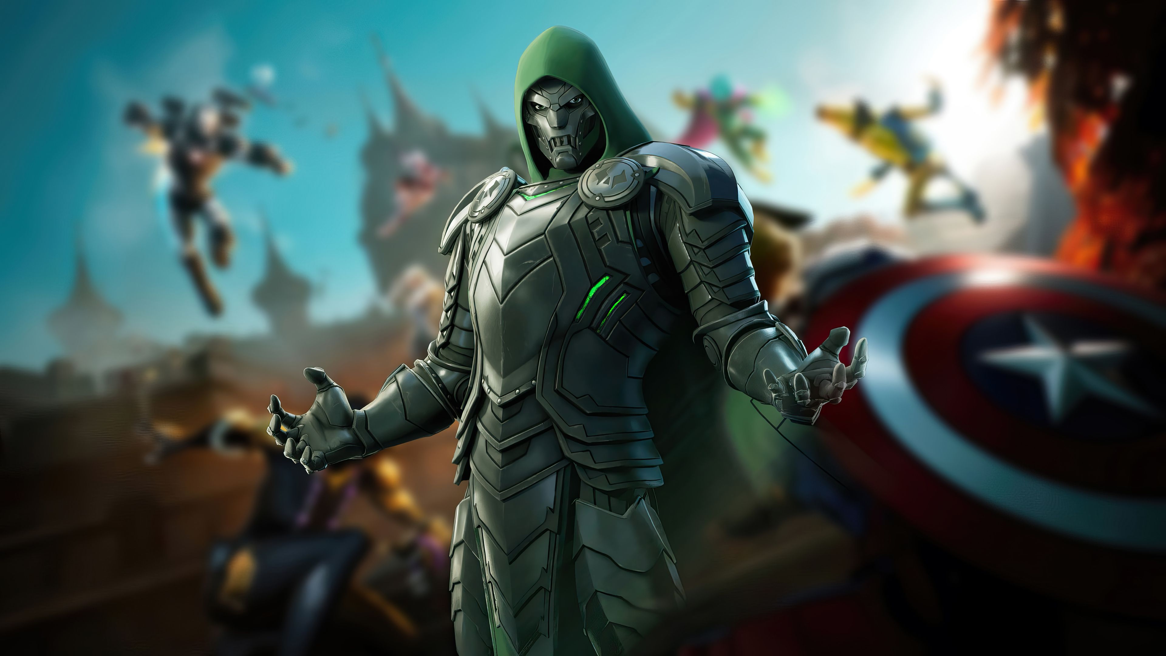 3840x2160 Epic 4K Ultra HD Fortnite Wallpaper: Doctor Doom Unleashedx2160