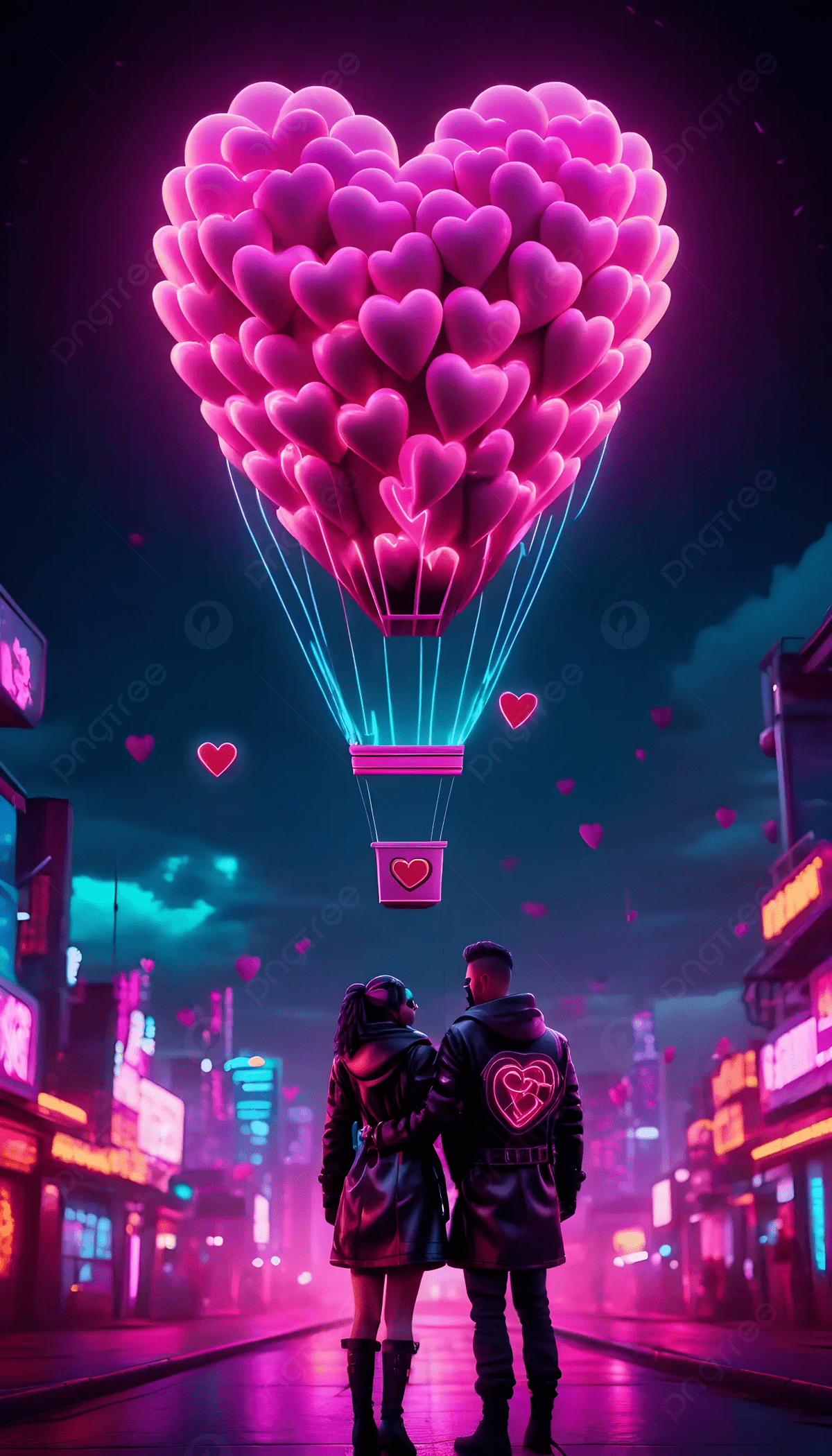 1200x2100 Happy Valentine Day Love Girl And Boy Heart Background Wallpaper Image For Free Download