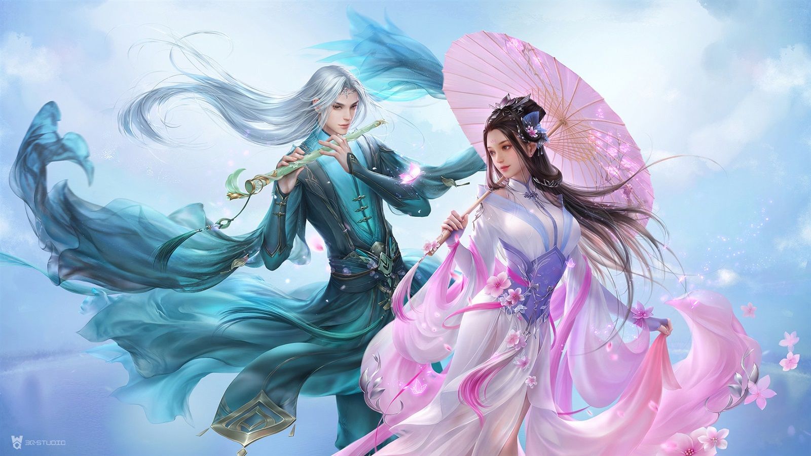 1600x900 Wallpaper Beautiful girl and boy, lovers, Chinese retro style 1920x1080 Full HD 2K Picture, Image