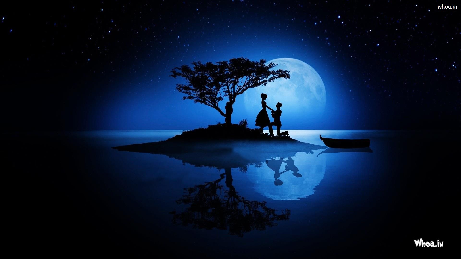 1920x1080 Boy Propose Girl With Moon Light HD Love Propose Wallpaper
