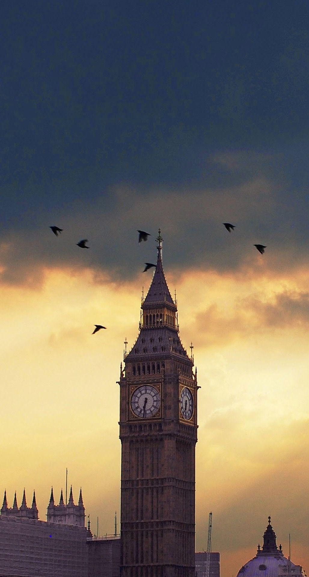 1028x1920 Big Ben London Sunset Birds iPhone 6 Plus HD Wallpaper HD