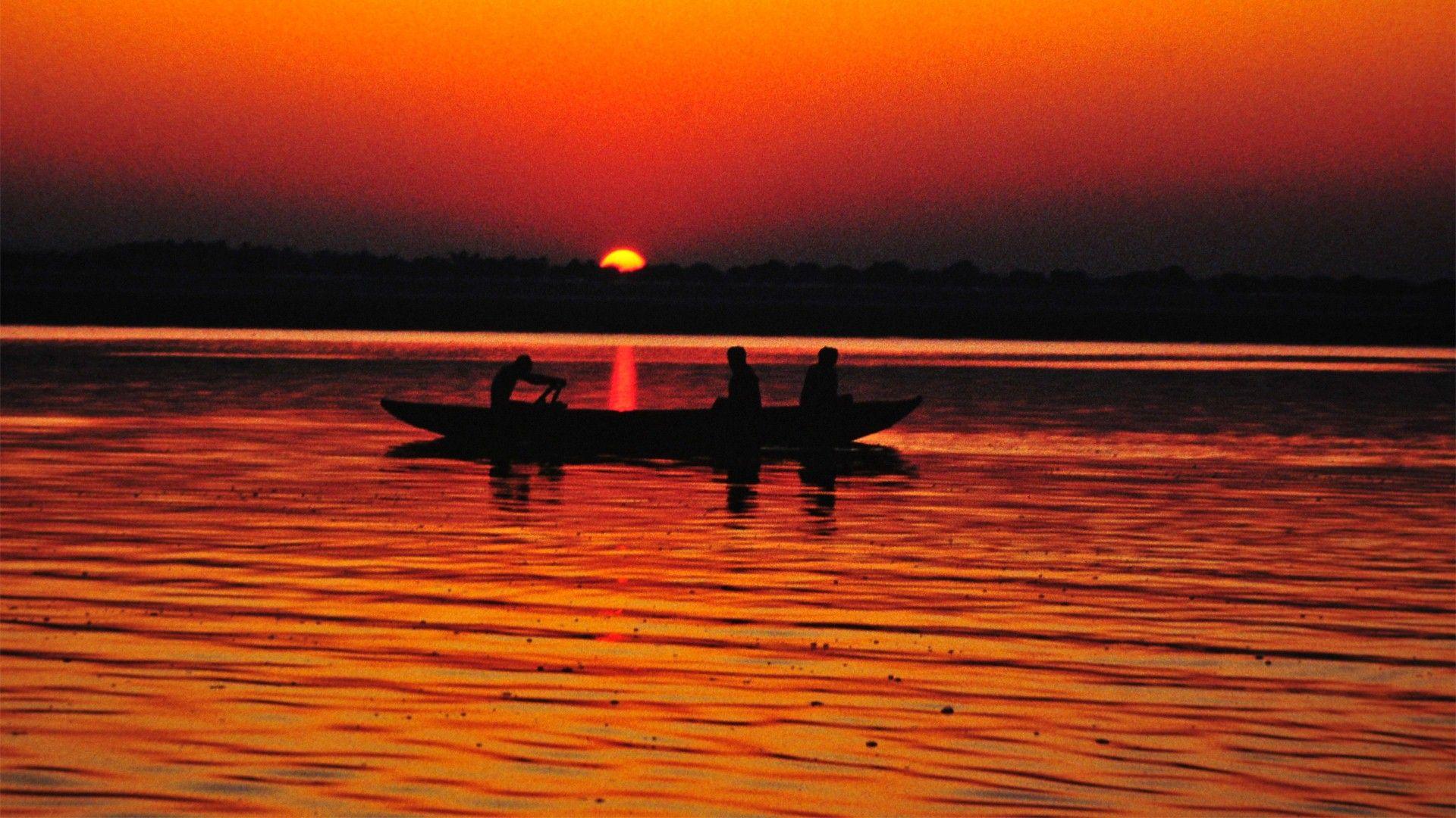 1920x1080 Indian Big River Ganges During Sunset HD Wallpaper