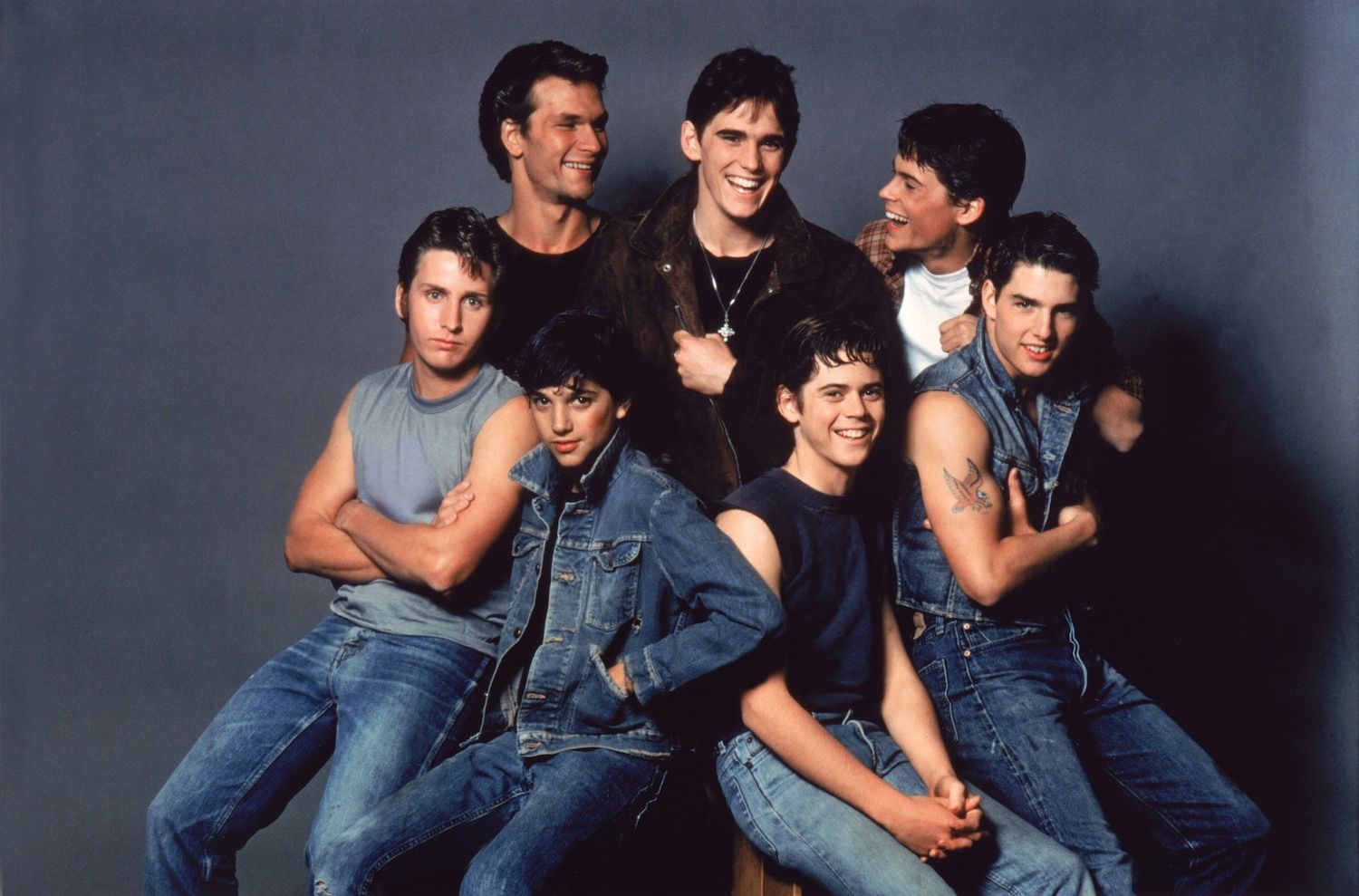 1500x989 Matt Dillon poses for photo with Angeline Jolie, the cast of 'The Outsiders' musical on Broadway