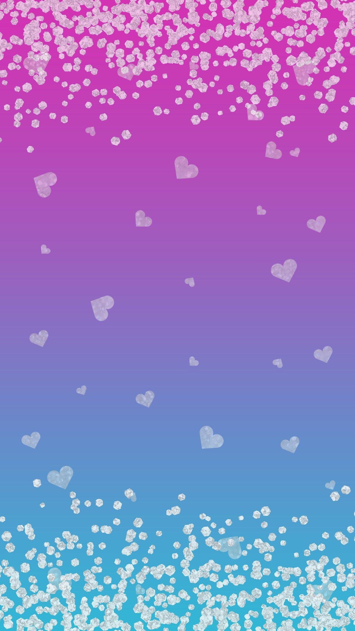 1242x2208 Purple Glitter Hearts Wallpaper