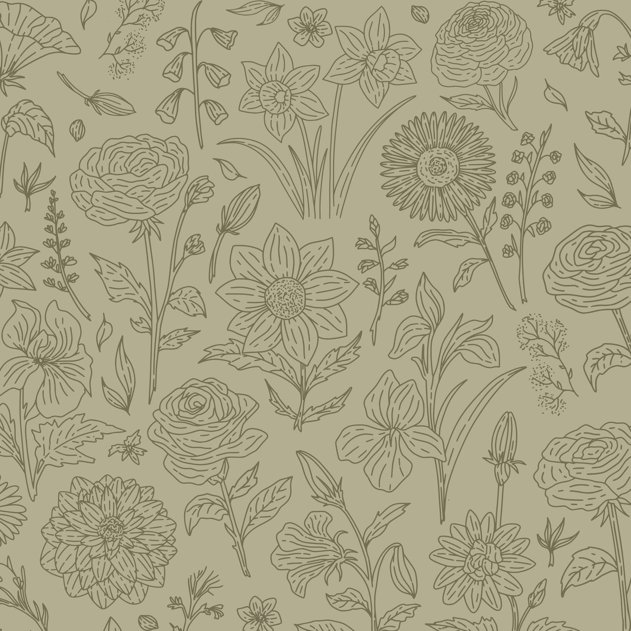 2048x2048 Flora Wild (Green) Wallpaper