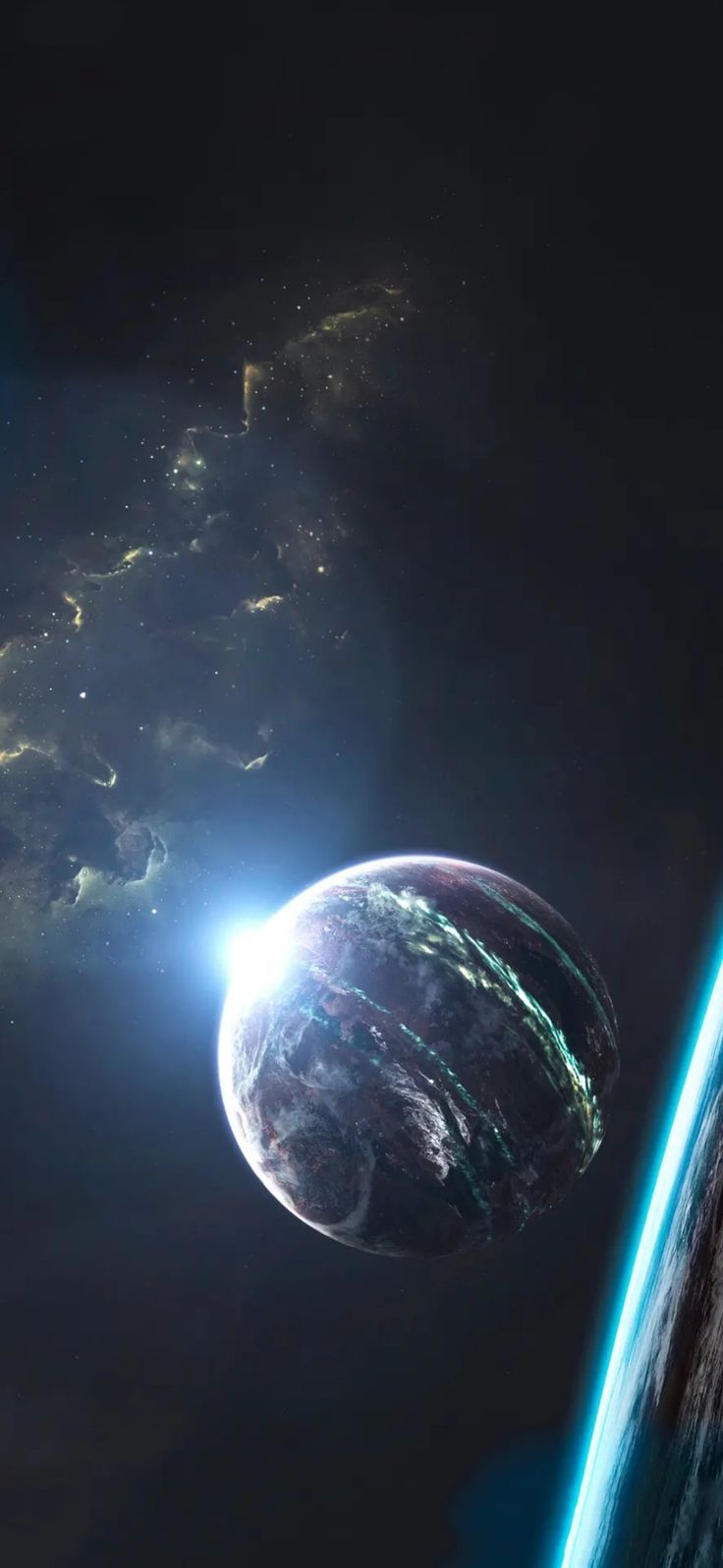 736x1596 Earth from Space. Two planets on nebula, Uranus in space wallpaper, Space earth wallpaper