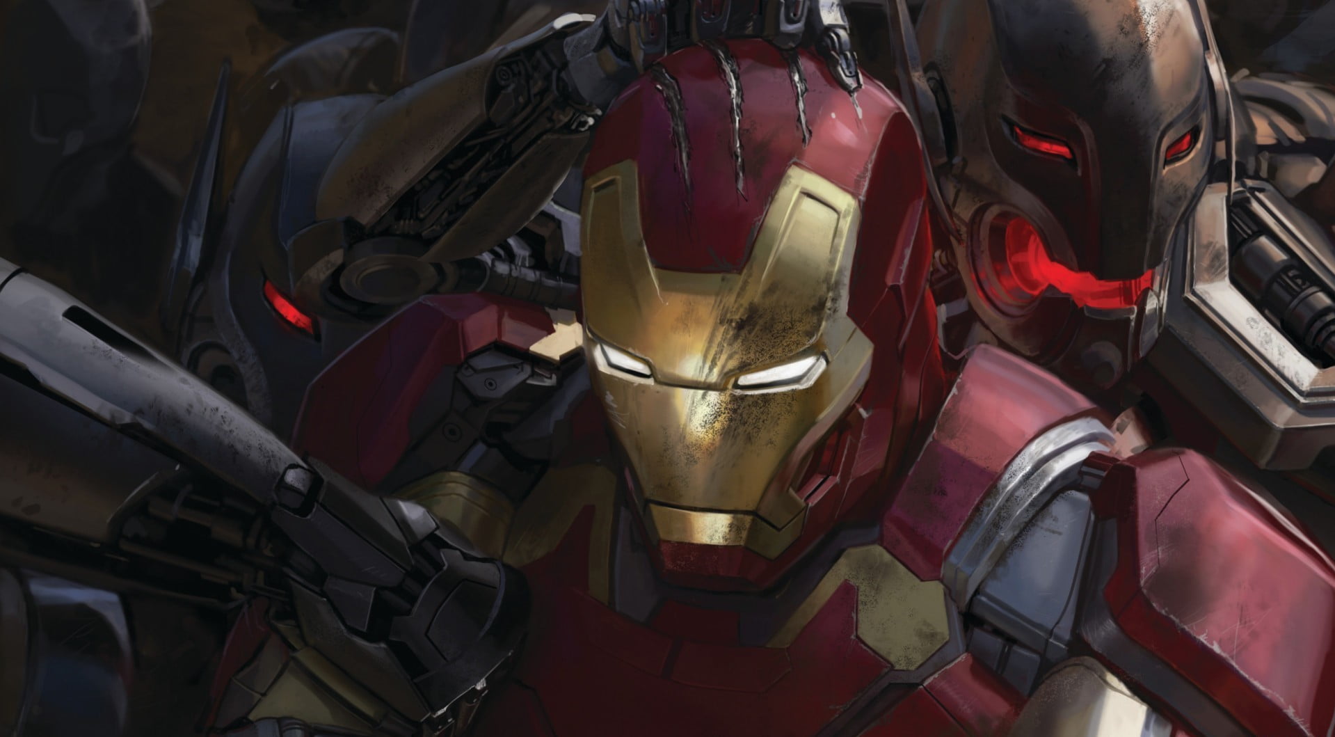 1919x1059 Marvel Iron Man and Ultron digital wallpaper, Iron Man, Avengers: Age of Ultron, artwork HD wallpaper