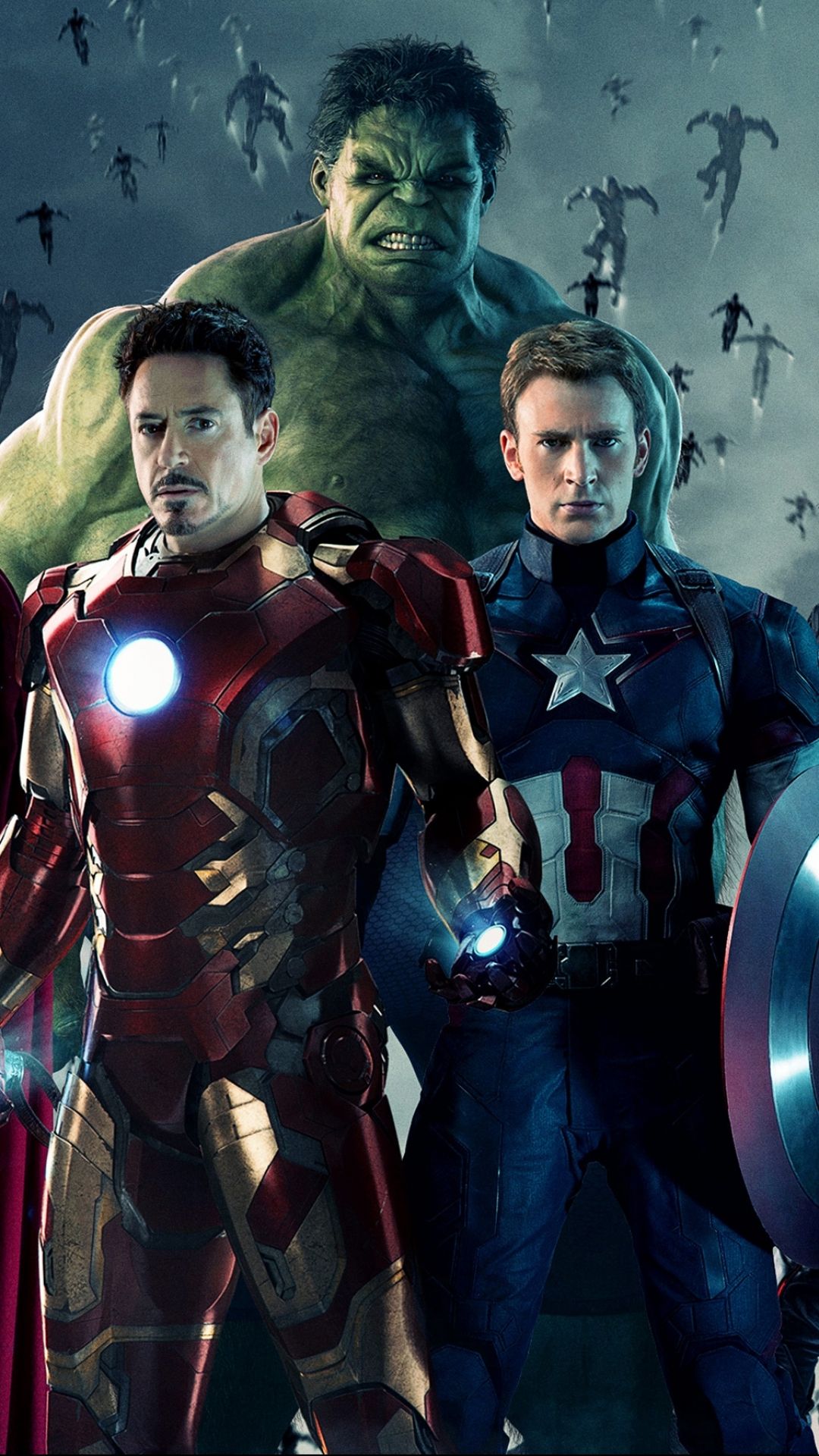 1080x1920 Phone wallpaper: Iron Man, Robert Downey Jr, Movie, Avengers: Age Of Ultron, Avengers, Chris Evans, Hulk, Captain America, The Avengers 1092209