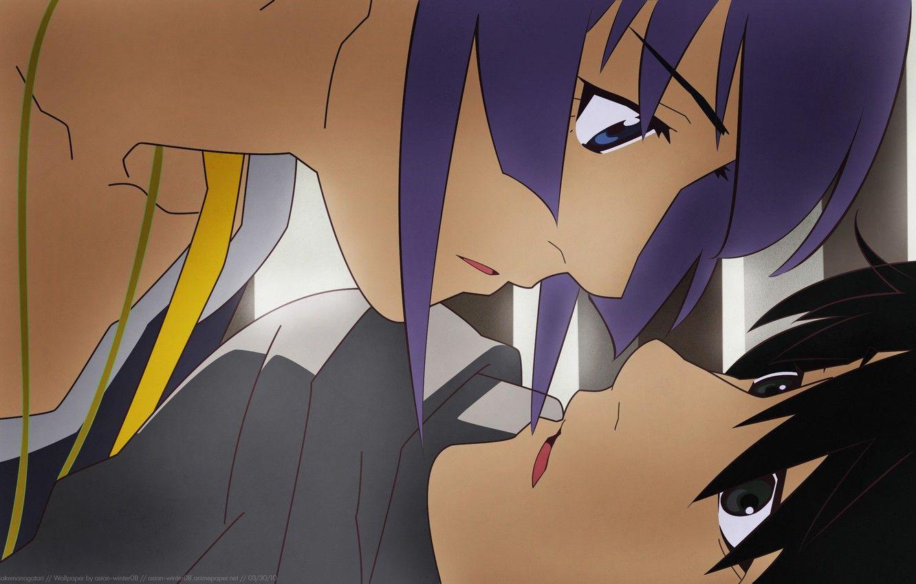 1332x850 Photo Wallpaper Girl, Guy, Bakemonogatari, Araragi Araragi Hitagi Senjougahara