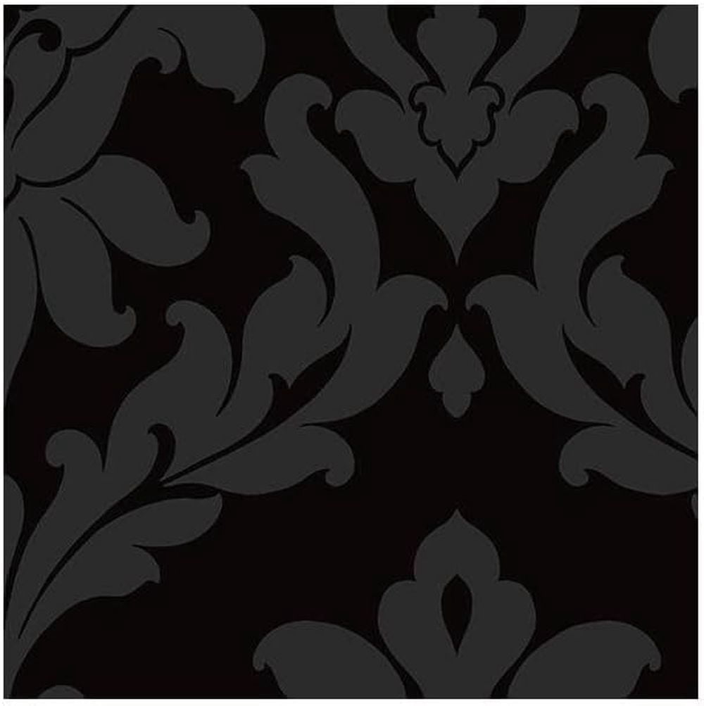 1000x1003 Concord Wallcoverings Textured Wallpaper Damask Featuring Floral Ornament, Black, 21 In x 33 Ft (56 sq. ft), VG26227P