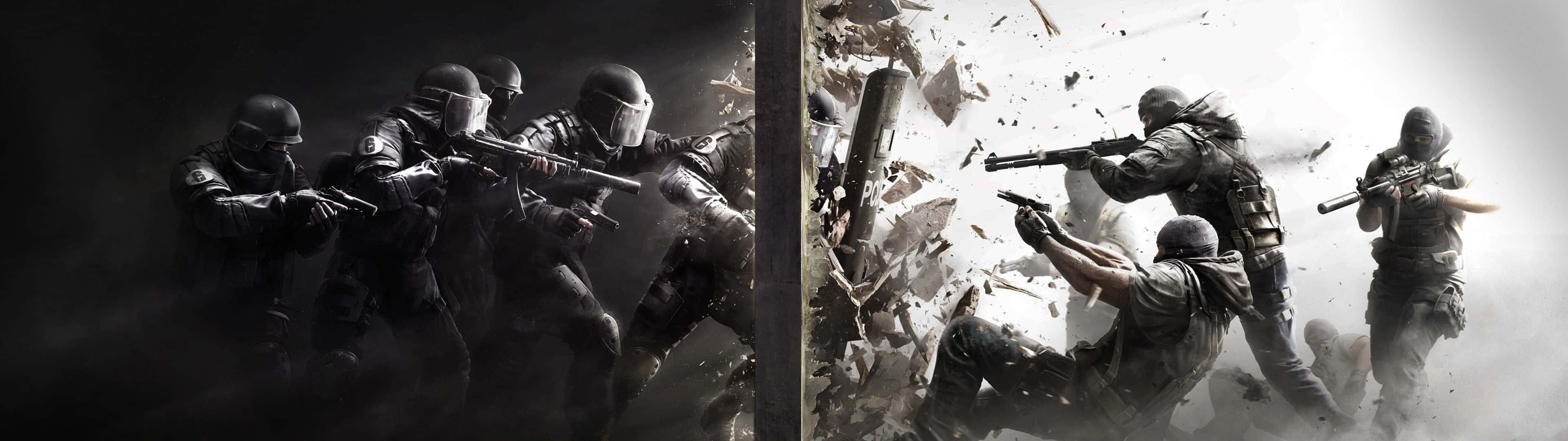 3840x1080 Download The Intense Battle of Duty Soldiers in Action Wallpaper