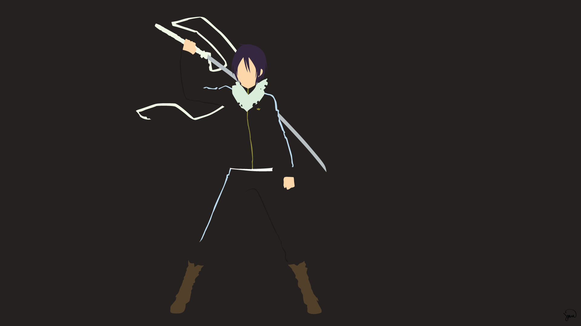1920x1080 Yato Sword Noragami Minimalist Wallpaper by greenmapple17. Daily Anime Art