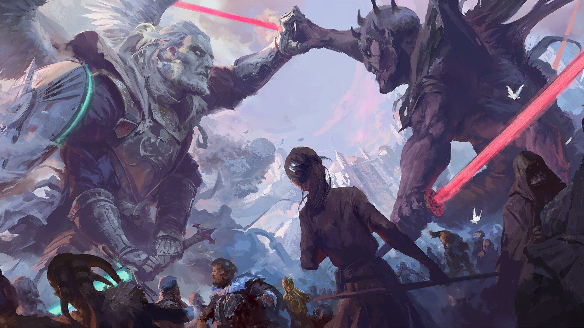 1920x1080 Wallpaper Weapons, battle, aliens, movie, Star Wars, film, lightsaber, fantasy for mobile and desktop, section фантастика, resolution 1920x1080