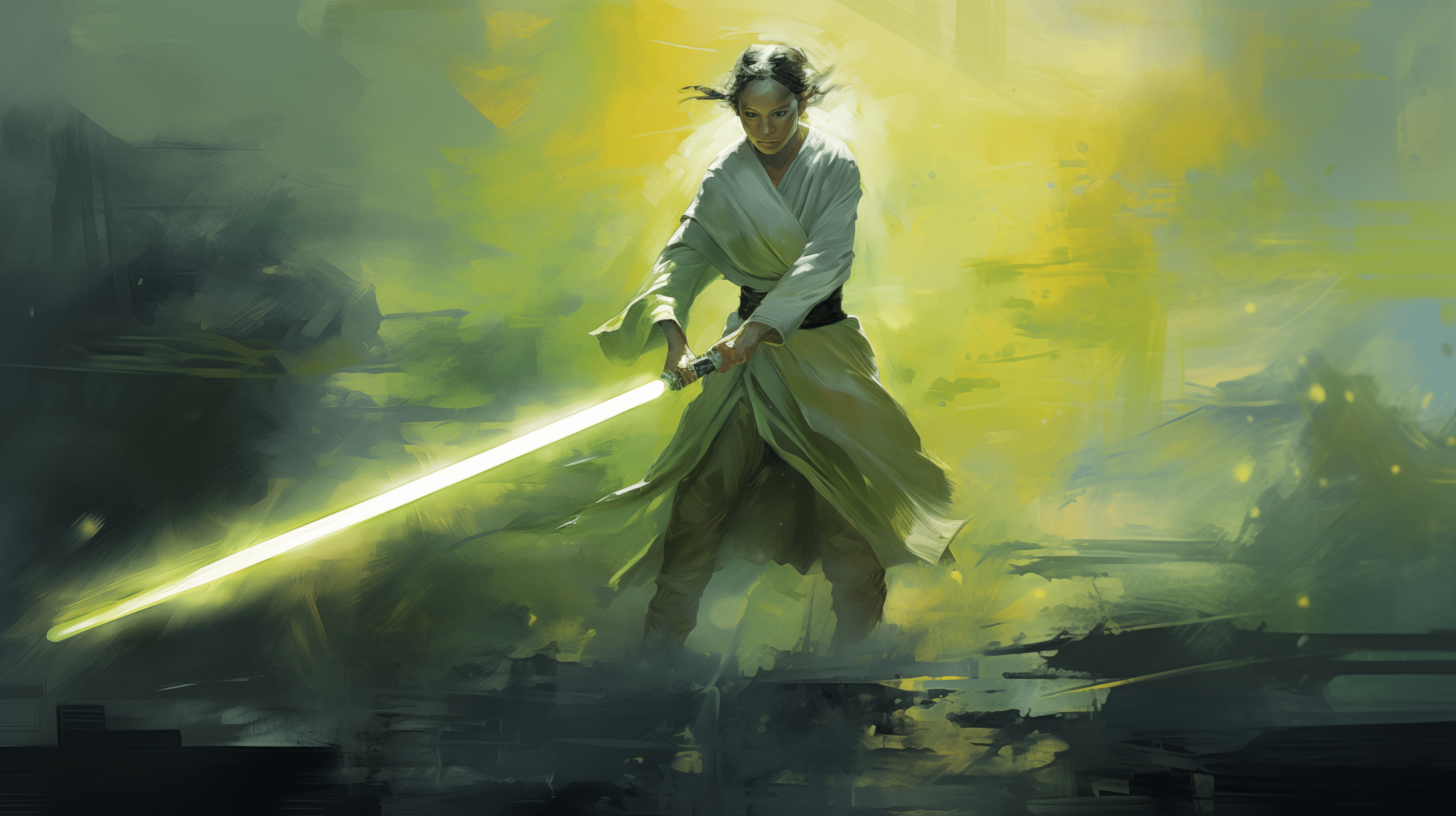 5824x3264 Star Wars Jedi with Lightsaber HD Desktop Wallpaper