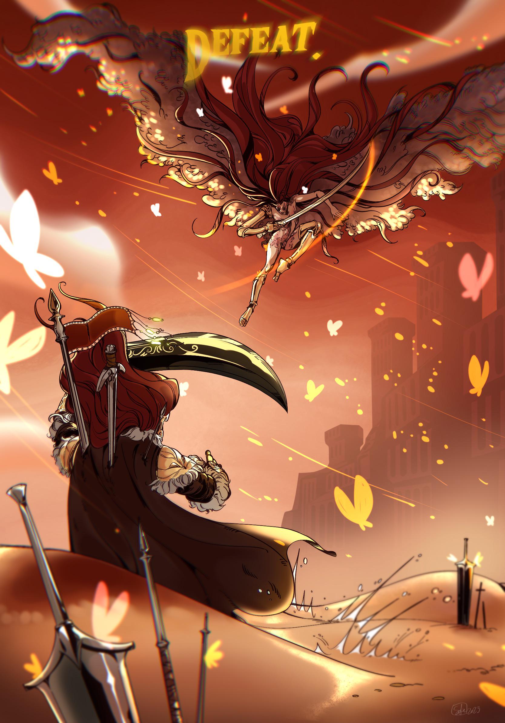 1668x2388 Malenia vs Radahn battle art