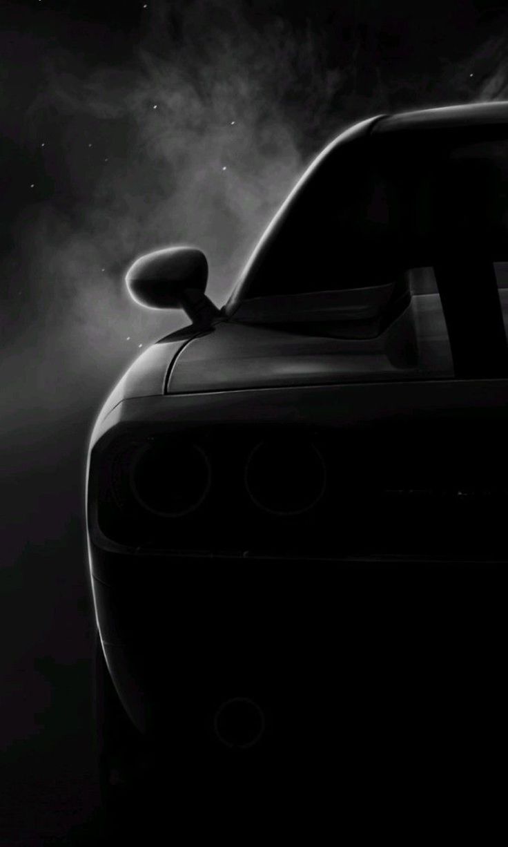 736x1226 Black and White Dodge Challenger Wallpaper