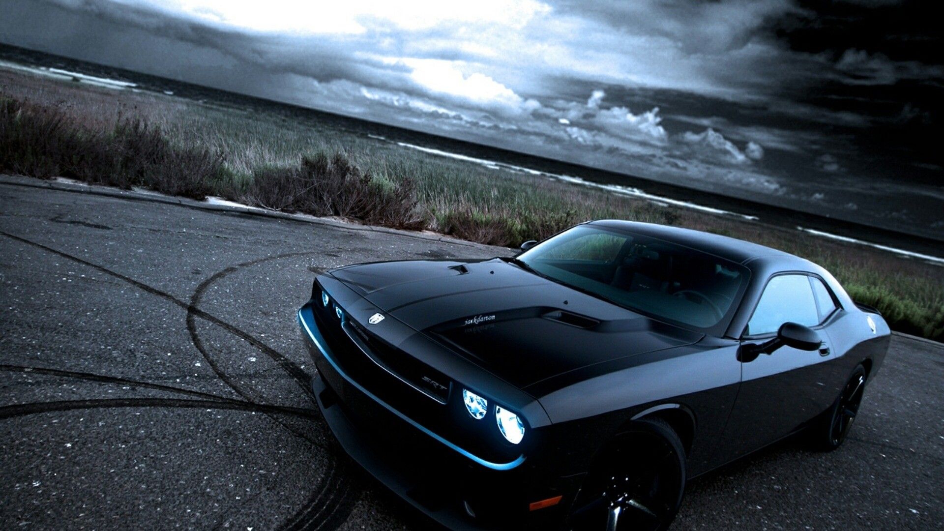 1920x1080 american, Black, Cars, Muscle, Cars, Dodge, Dodge, Challenger, Dodge, Challenger, Srt, Front, Angle, View Wallpaper HD / Desktop and Mobile Background