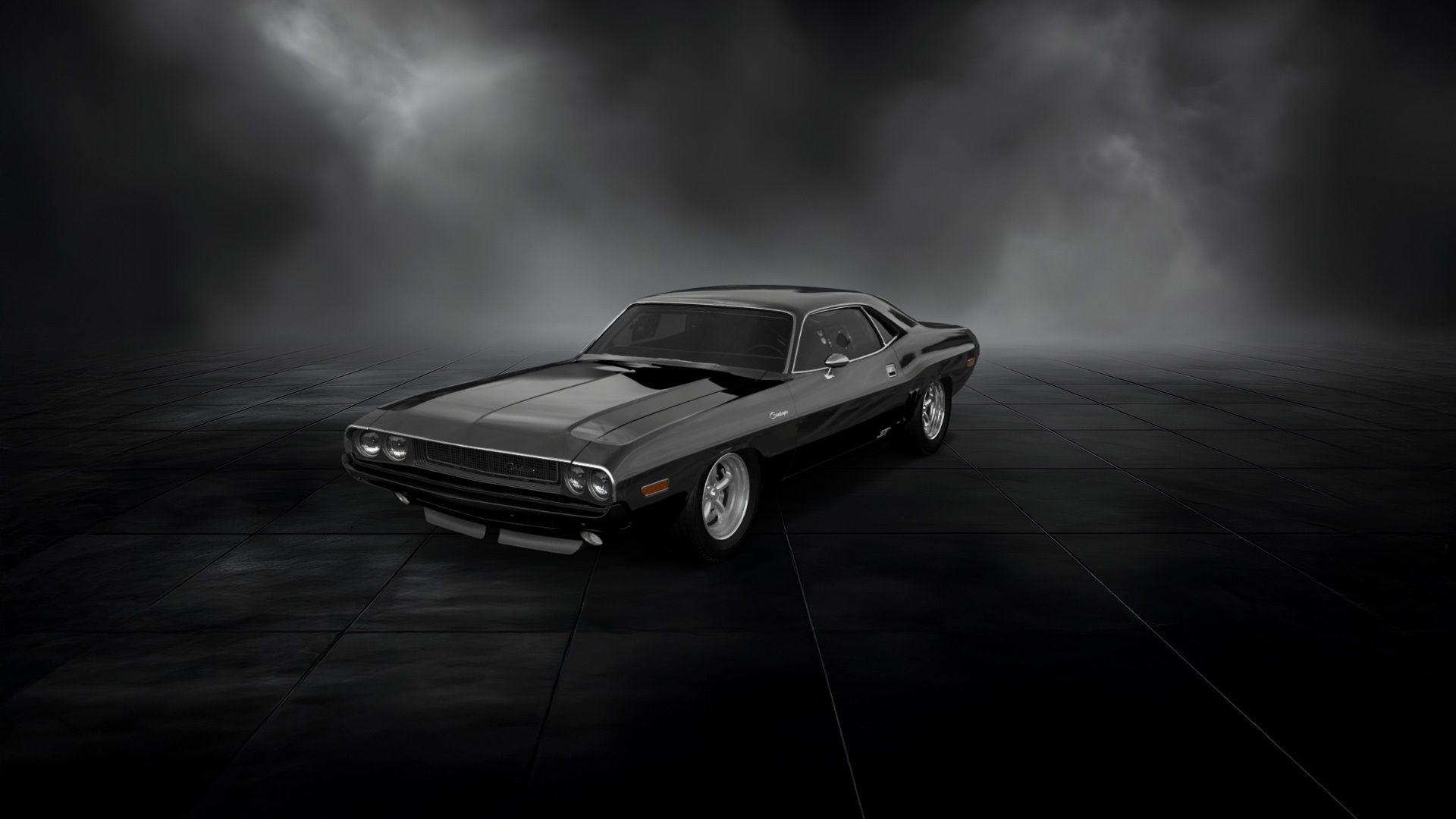 1920x1080 Vintage Dodge Challenger in Monochrome Elegance
