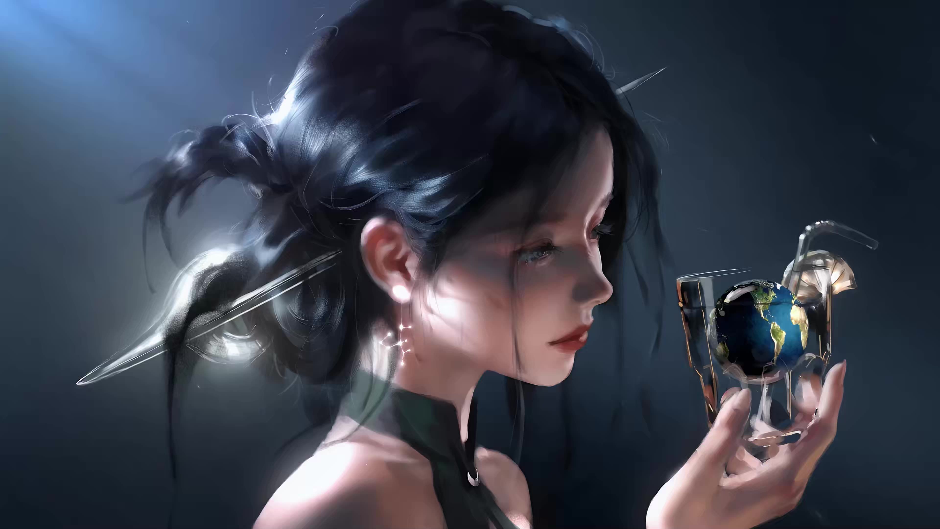 3840x2160 Universe in Her Palm (Wlop) Live Wallpaper