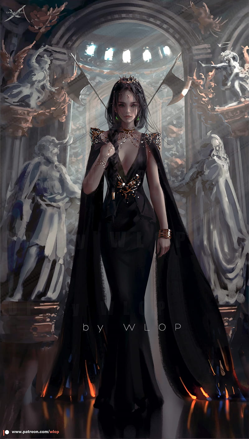 800x1408 1206x2622px, 2K free download. Salvation, ghostblade, couple, art, wings, frumusete, luminos, elf, black, wlop, HD wallpaper