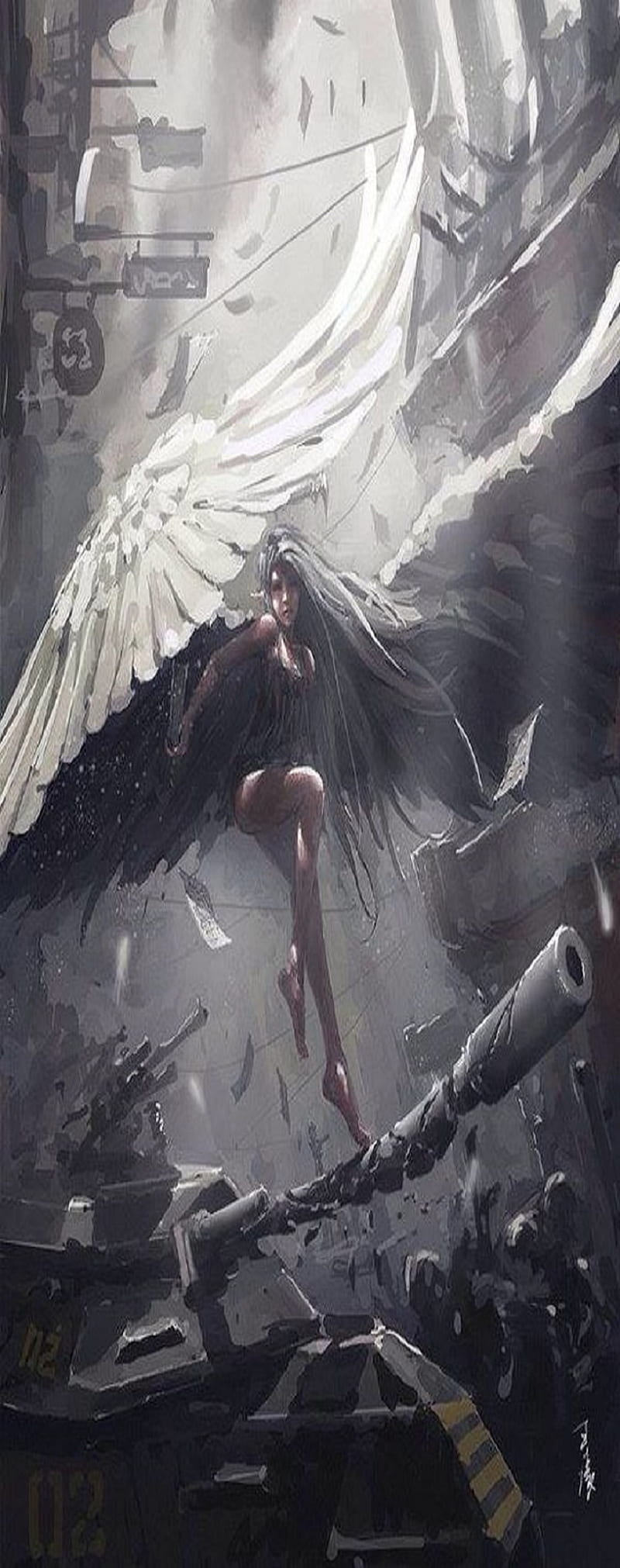 800x2022 1360x768px, 720P free download. Winged helper, metal, tank, wings, woman, HD phone wallpaper