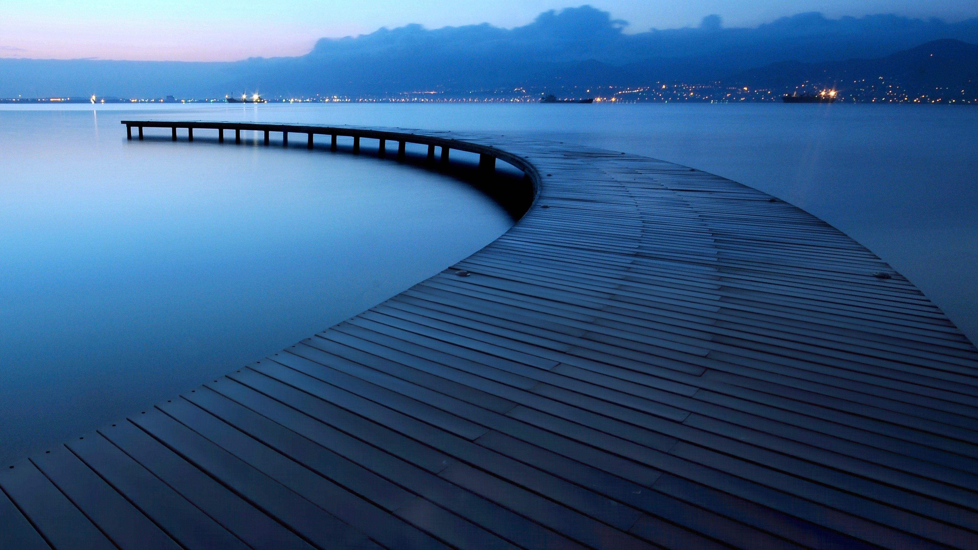 3840x2160 Wallpaper lake, 4k, 5k wallpaper, evening, pier, Nature