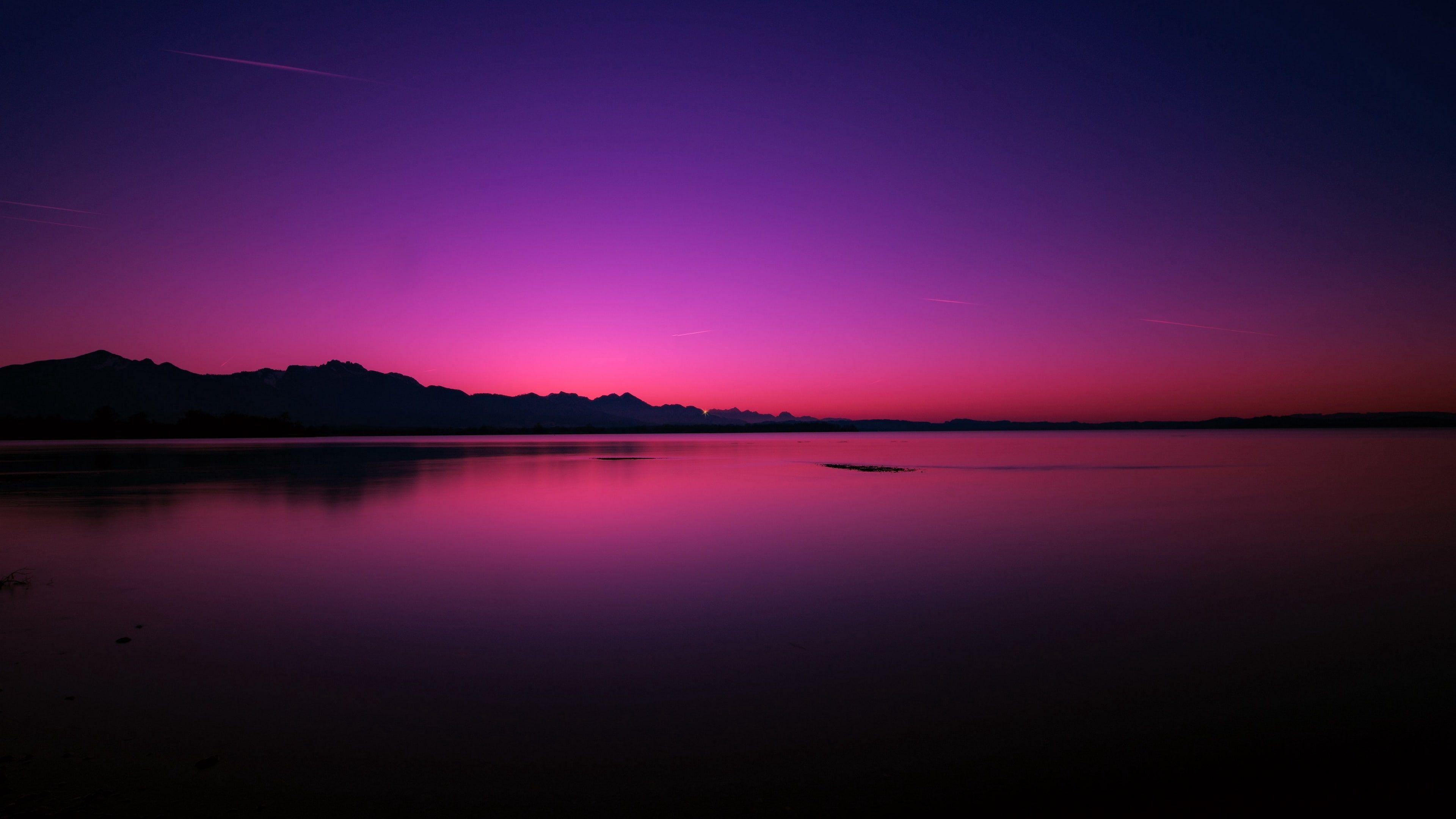 3840x2160 purple landscape #reflection #dusk #evening pink sky #lake #. HD wallpaper for laptop, Computer wallpaper desktop wallpaper, Laptop wallpaper desktop wallpaper