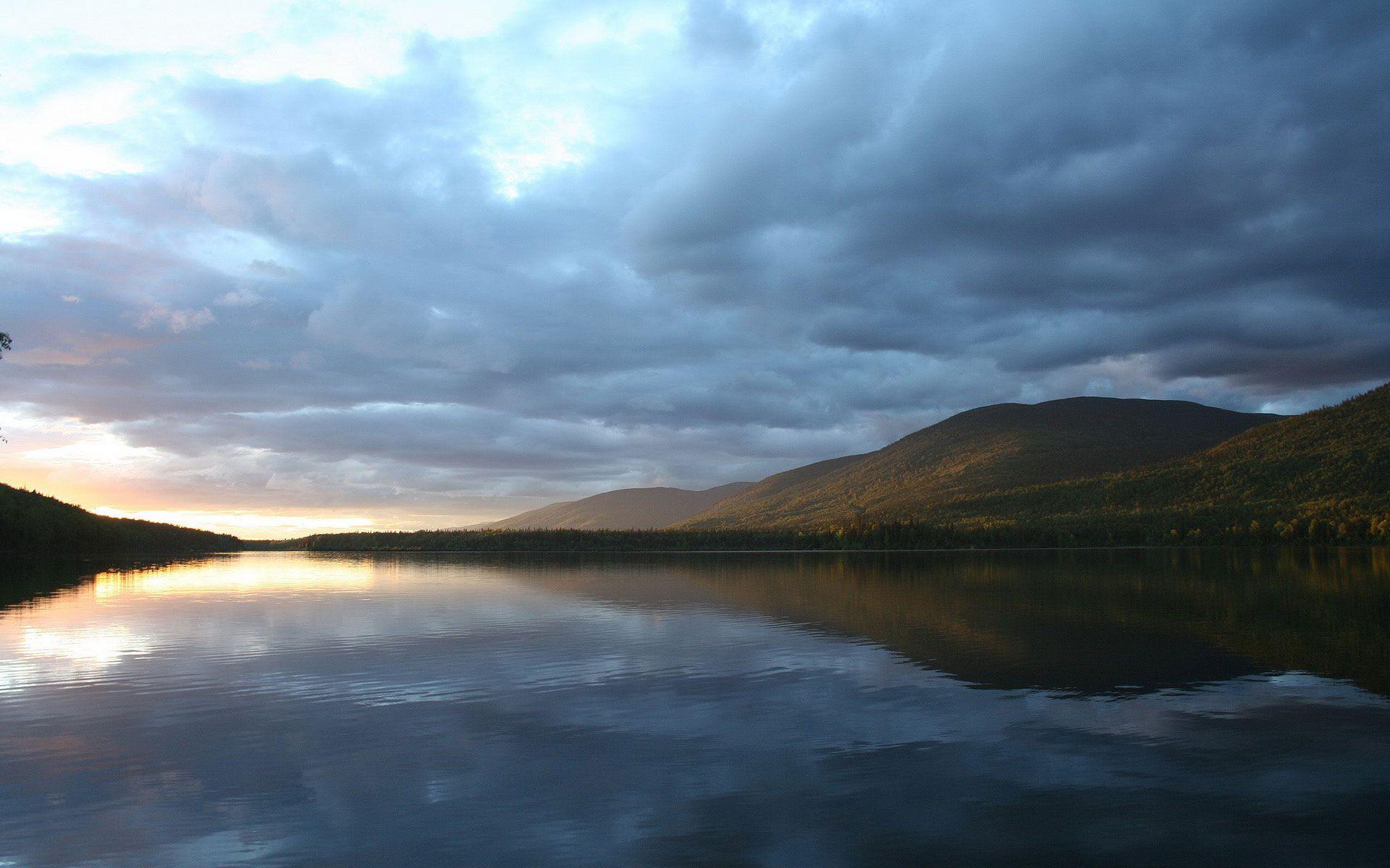1920x1200 Evening, lake, wallpaper, autumn, animal, desktop