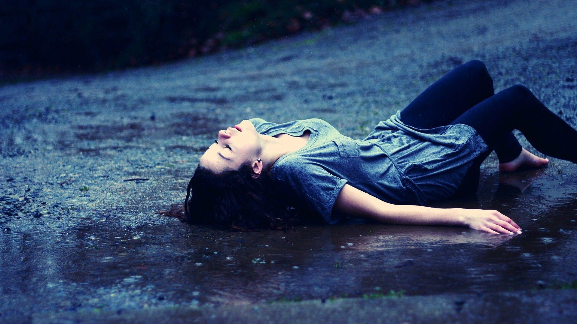 Hình nền màn hình rộng 1920x1080 Sad Girl In Rain 21225