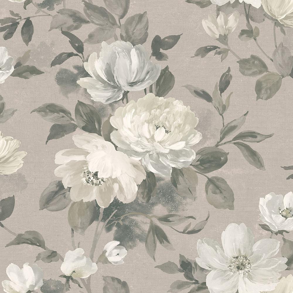 1000x1000 Wall Vision Peony Light Grey Floral Light Grey Wallpaper Sample 2827 7225SAM Home Depot