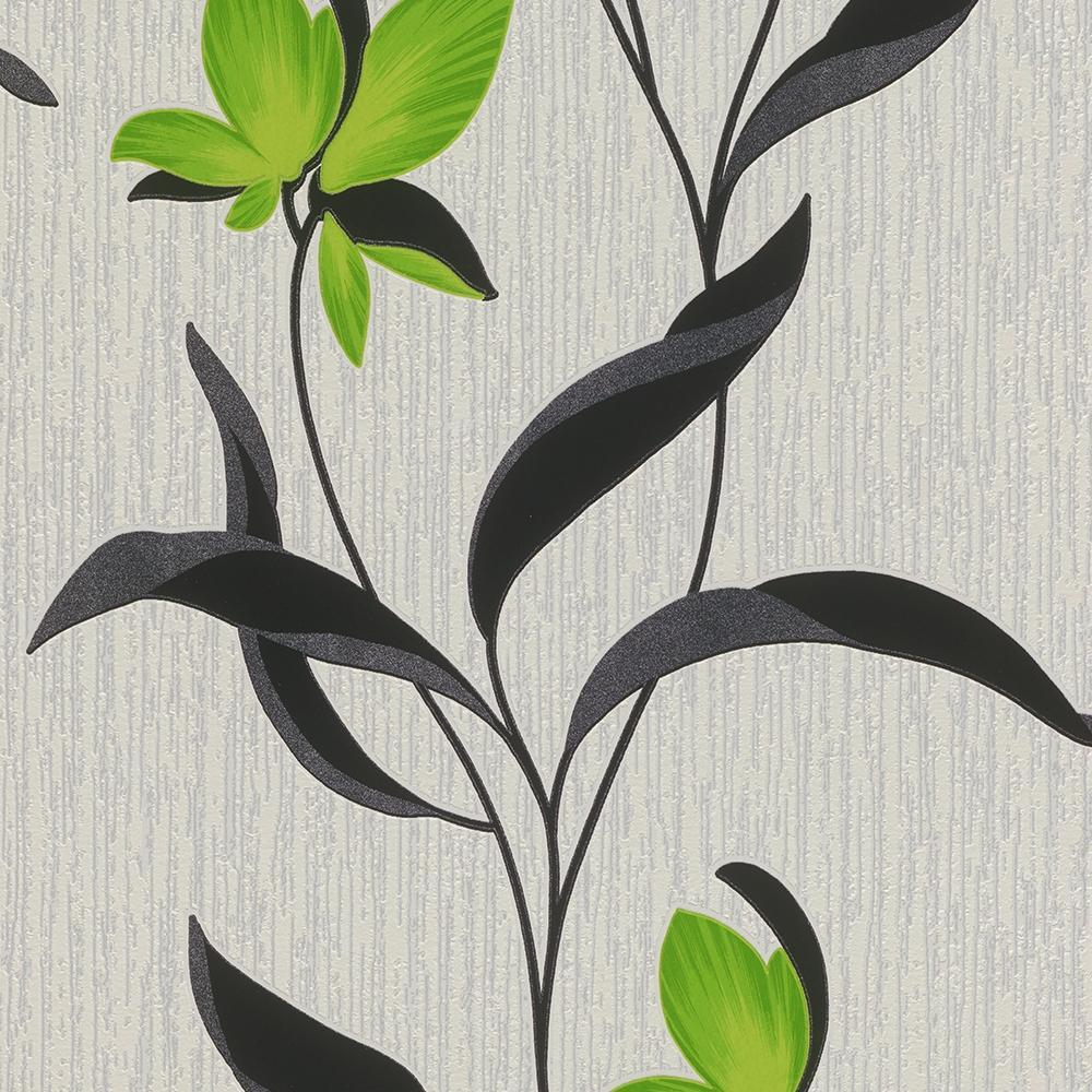 1000x1000 DIY Materials GREY 5010 DEBONA VALENCIA TILE WALLPAPER METALLIC MOROCCAN FLOWERS BLACK Home, Furniture & DIY breadcrumbs.ie