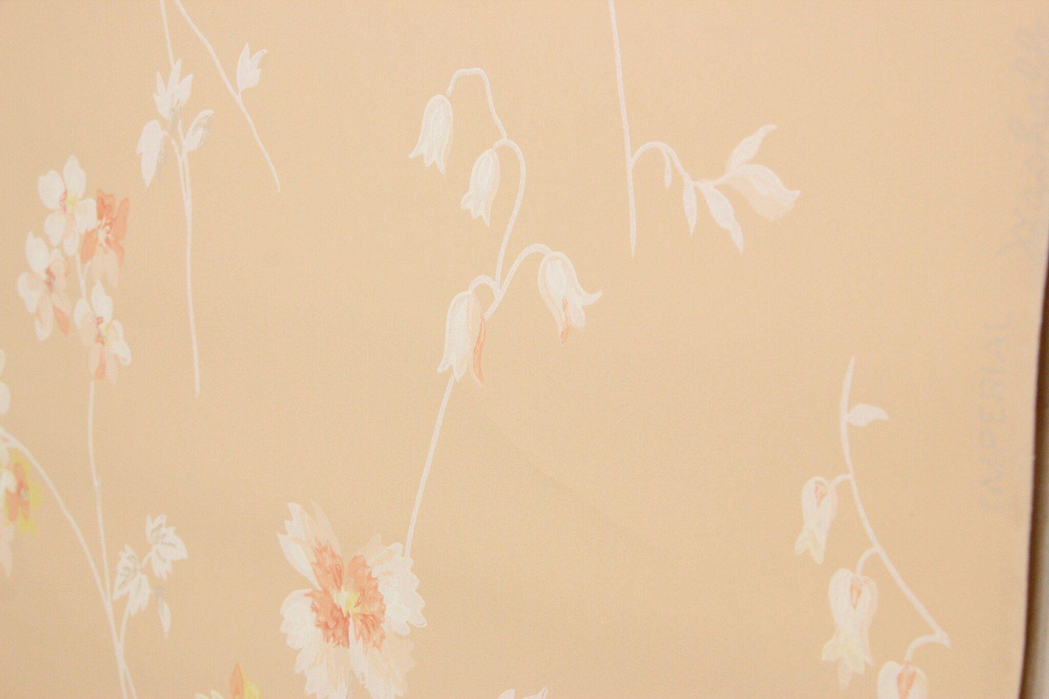 2048x1365 1960s Vintage Wallpaper Orange White Flowers on Peach's Vintage Wallpaper