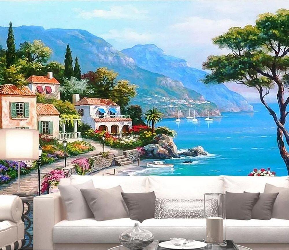 1000x866 wellyu Custom Wallpaper 3D Large Photo Mural обои Mediterranean Sea Garden Landscape Oil Painting TV Background Wallpaper mural. custom wallpaper. background wallpaperphoto wallpaper