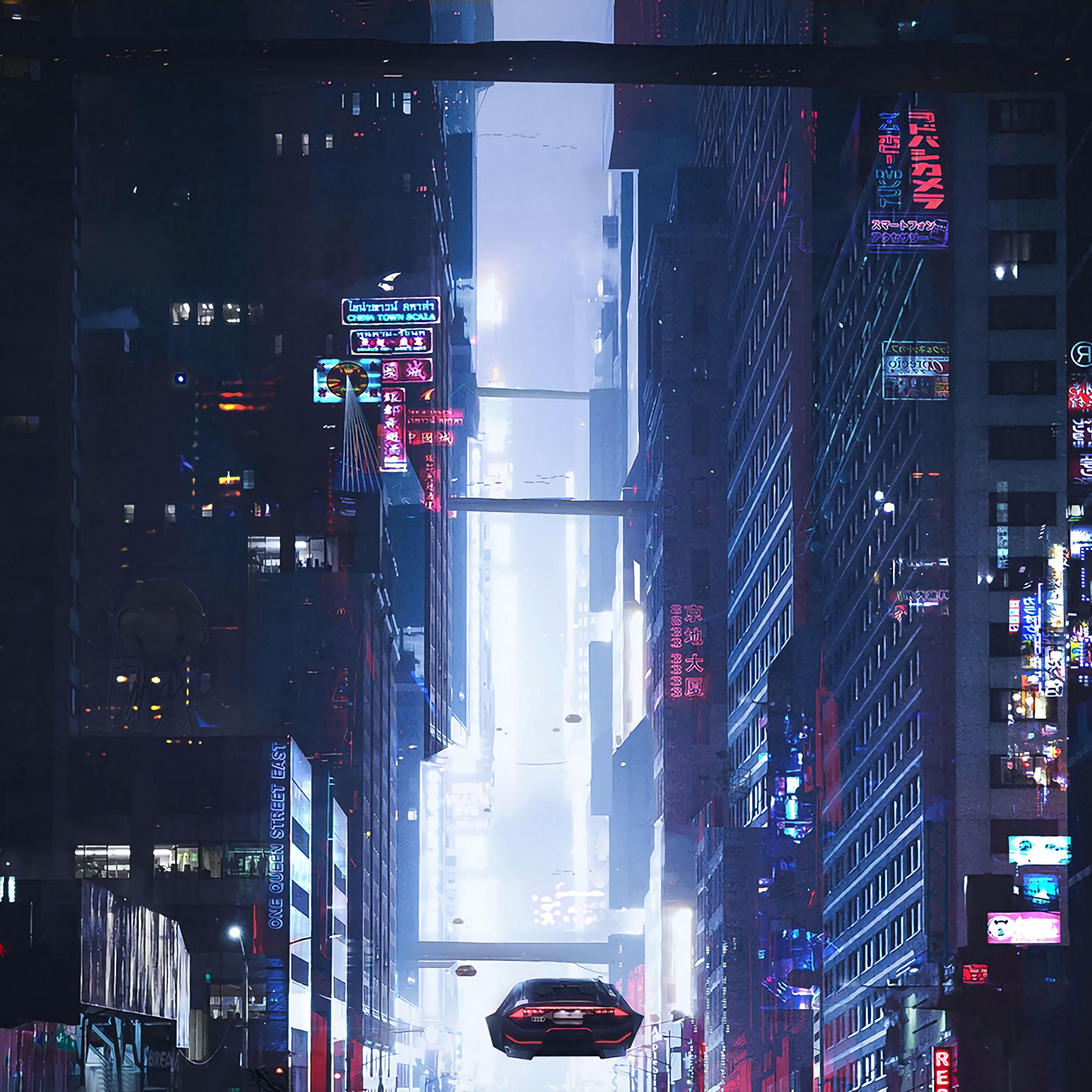 3415x3415 Download Wallpaper 3415x3415 Sci Fi, City, Future, Art, Buildings, Cars Ipad Pro 12.9 Retina For Parallax HD Background
