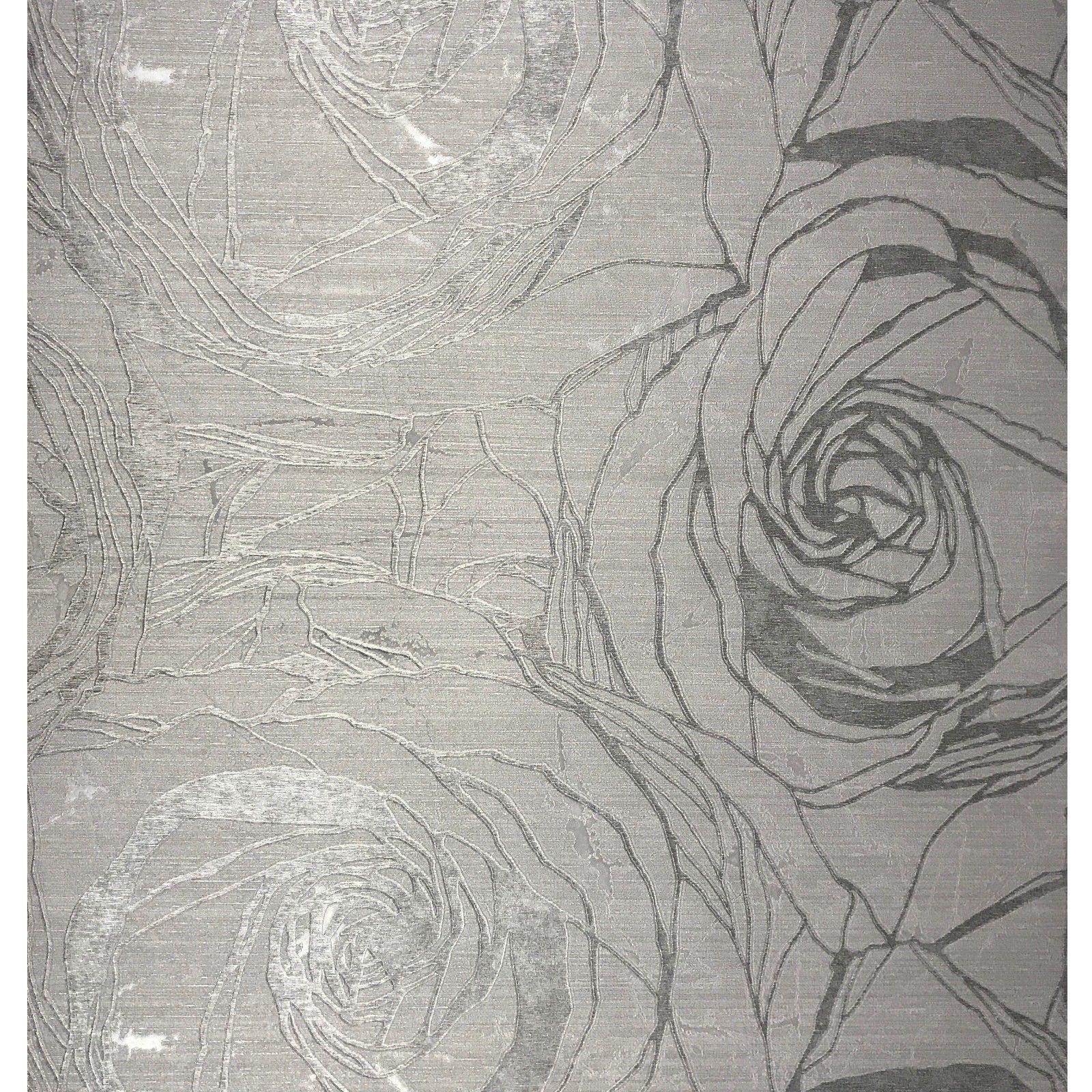 1600x1600 Wallpaper Gray Silver Gold Metallic Textured floral Modern Larg