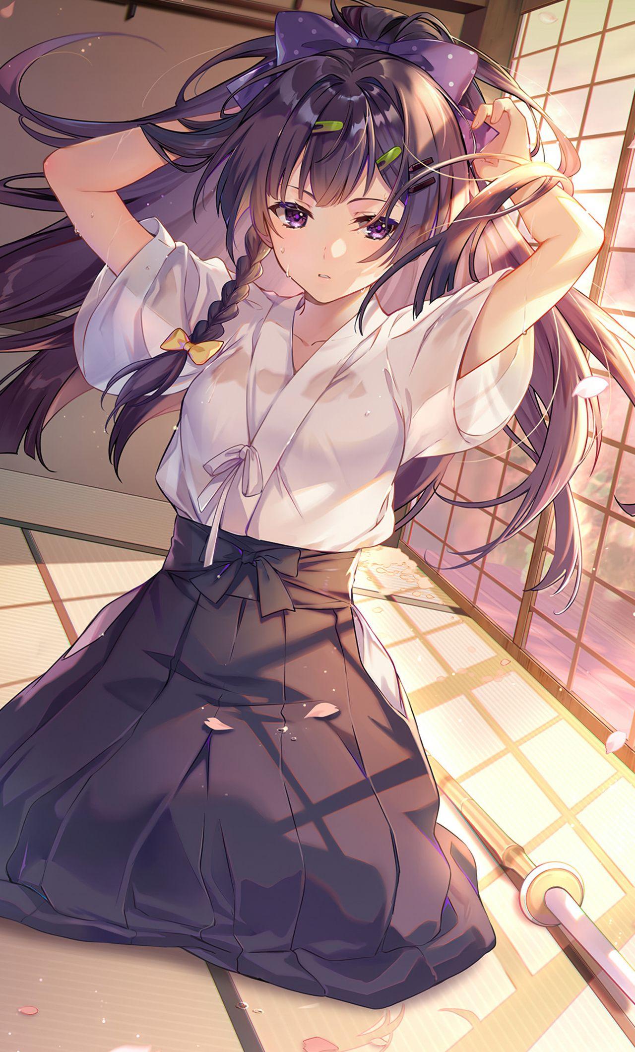 1280x2120 Anime School Girl Getting Ready For School 4k iPhone HD 4k Wallpaper, Image, Background, Photo and Picture