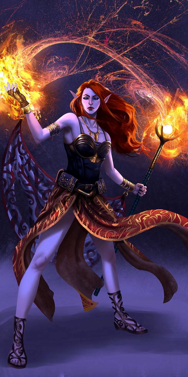 640x1280 Female Elf Wizard wallpaper