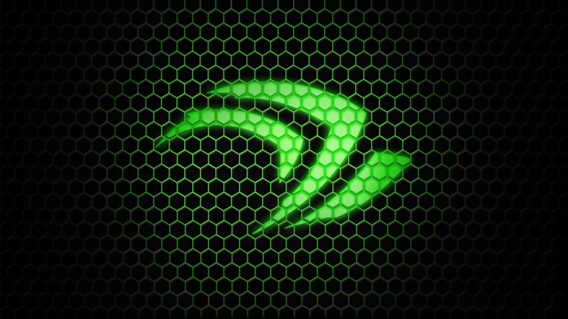 1920x1080 Wallpaper Green Nvidia logo, hexagon background 1920x1080 Full HD 2K Picture, Image