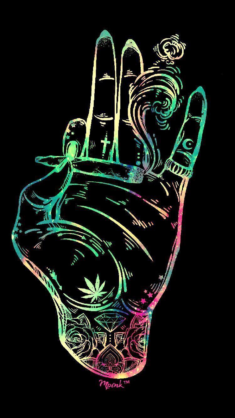 750x1334 Neon Weed Wallpaper