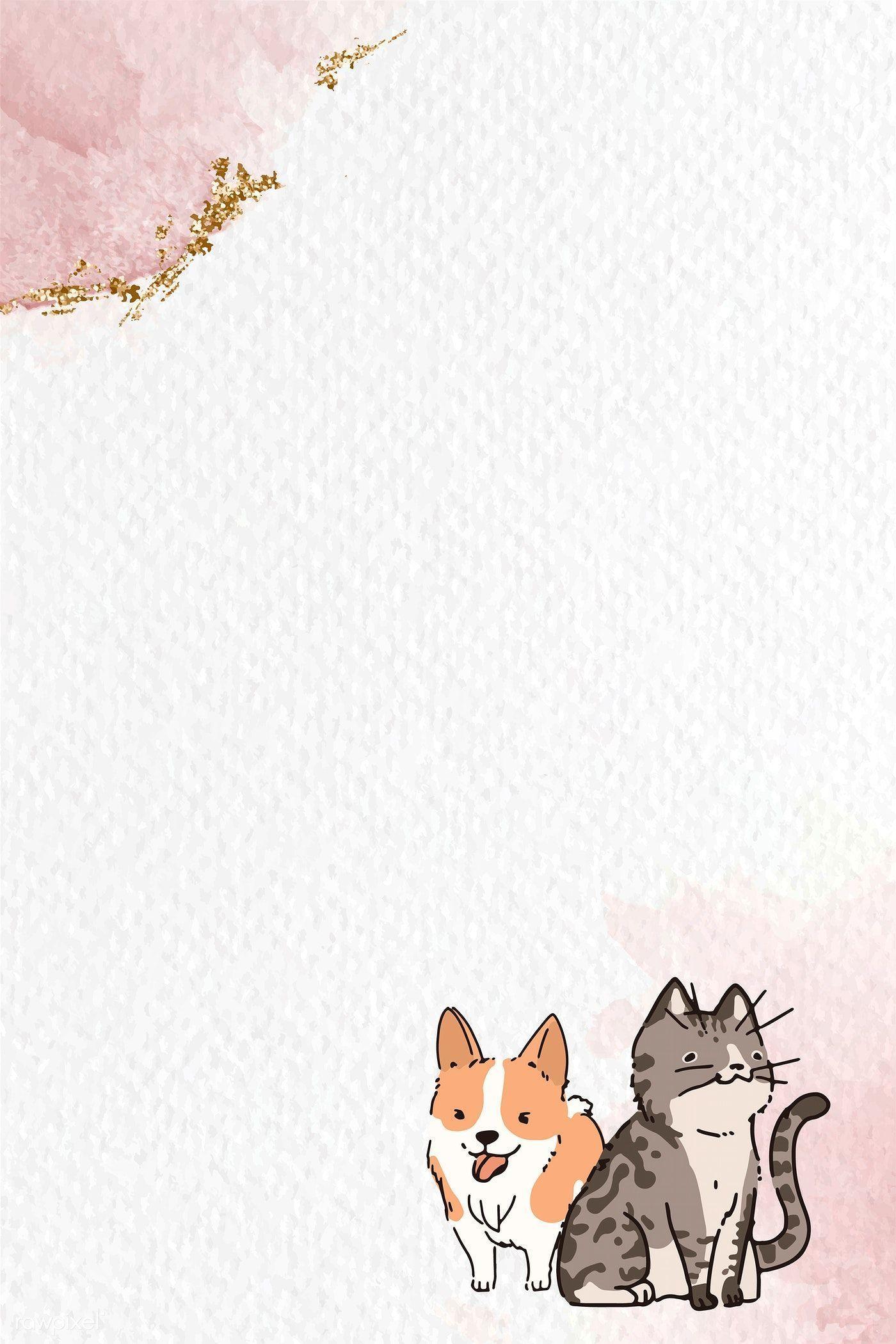 1400x2100 Cute Cartoon Dogs And Cats Wallpaper