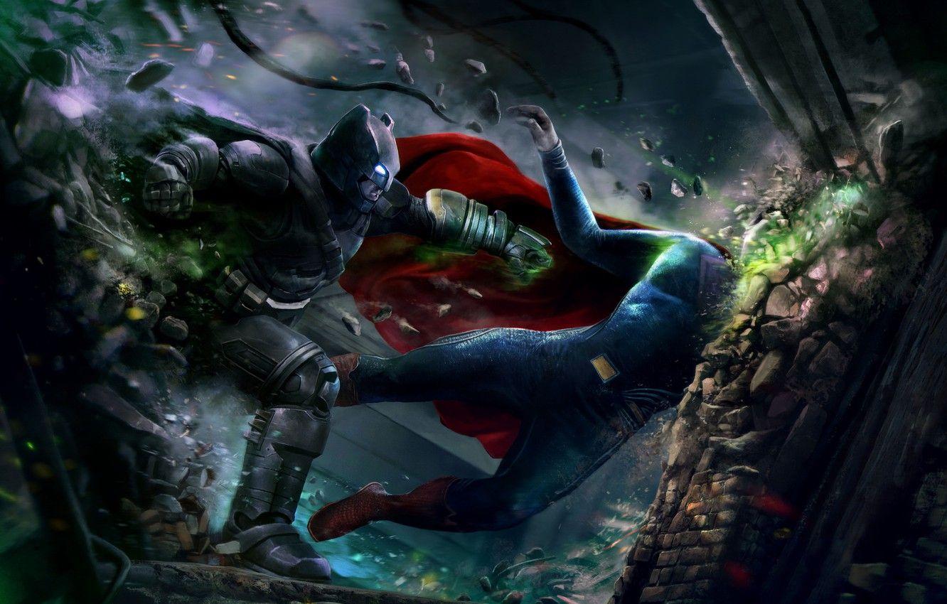 1332x850 Wallpaper art, blow, armor, Batman, dark knight, Superman, man of steel, Batman v Superman: Dawn of Justice, Batman V Superman: dawn of justice image for desktop, section фильмы
