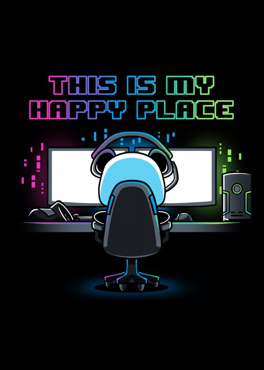 857x1200 Cute Panda Gaming Lover' Poster Print by Art Meow. Displate. Cute panda wallpaper, Cute panda, Happy places