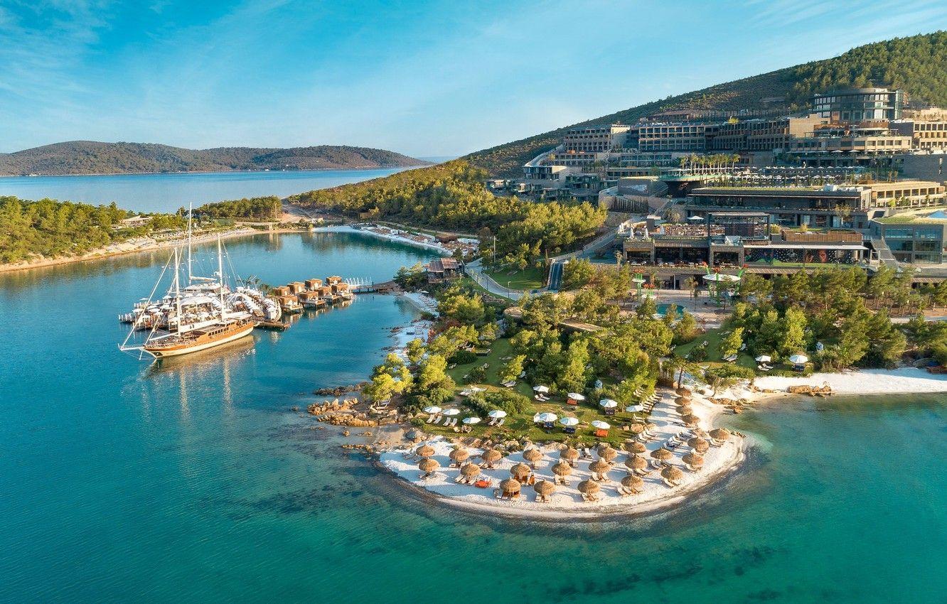 1332x850 Wallpaper sea, beach, yacht, Turkey, Bodrum image for desktop, section город
