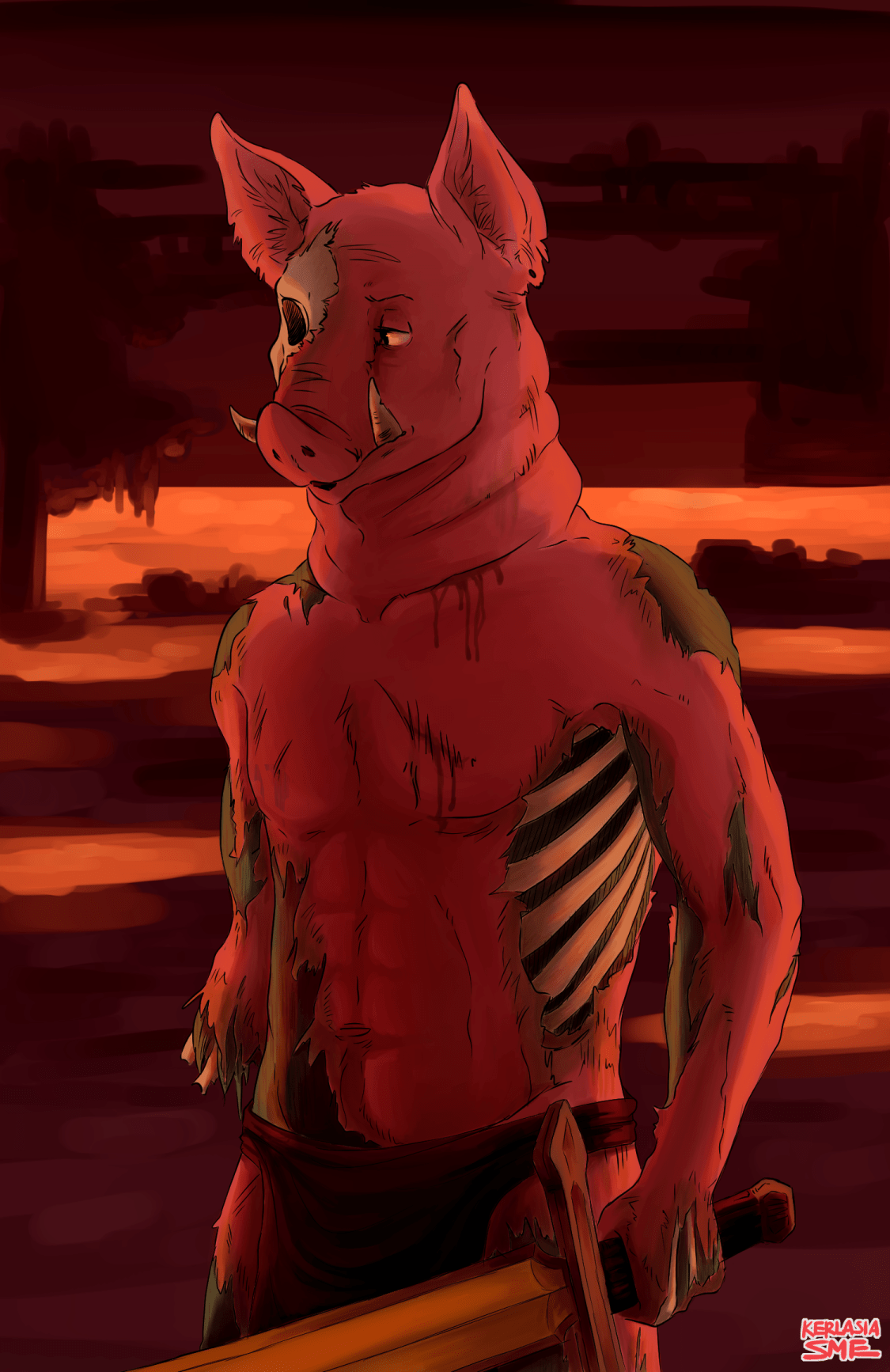 1125x1734 Zombie Pigman Painting I did in 2014